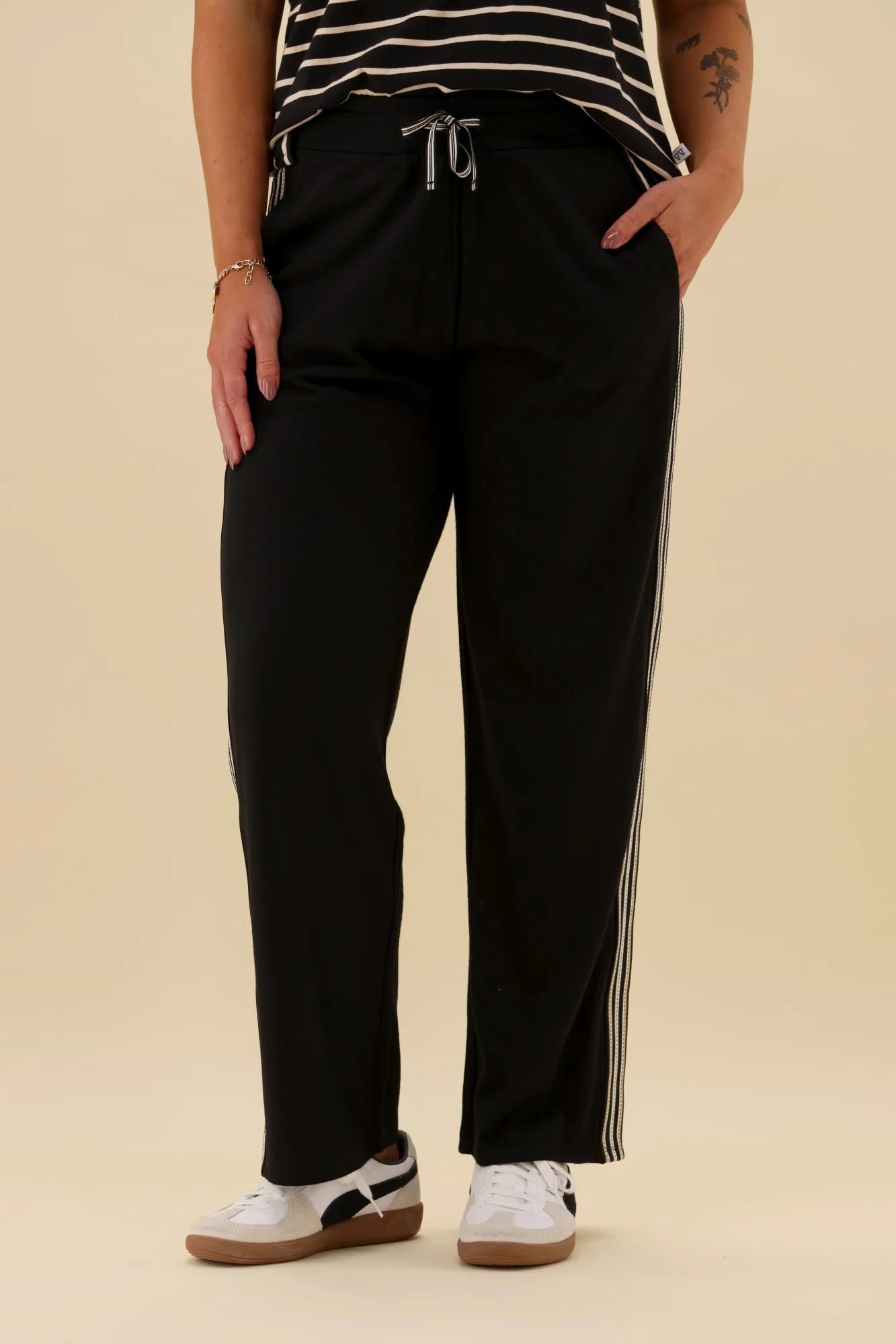 Alpine by Shine On Vancouver Stripe Detail Merino Pant Black