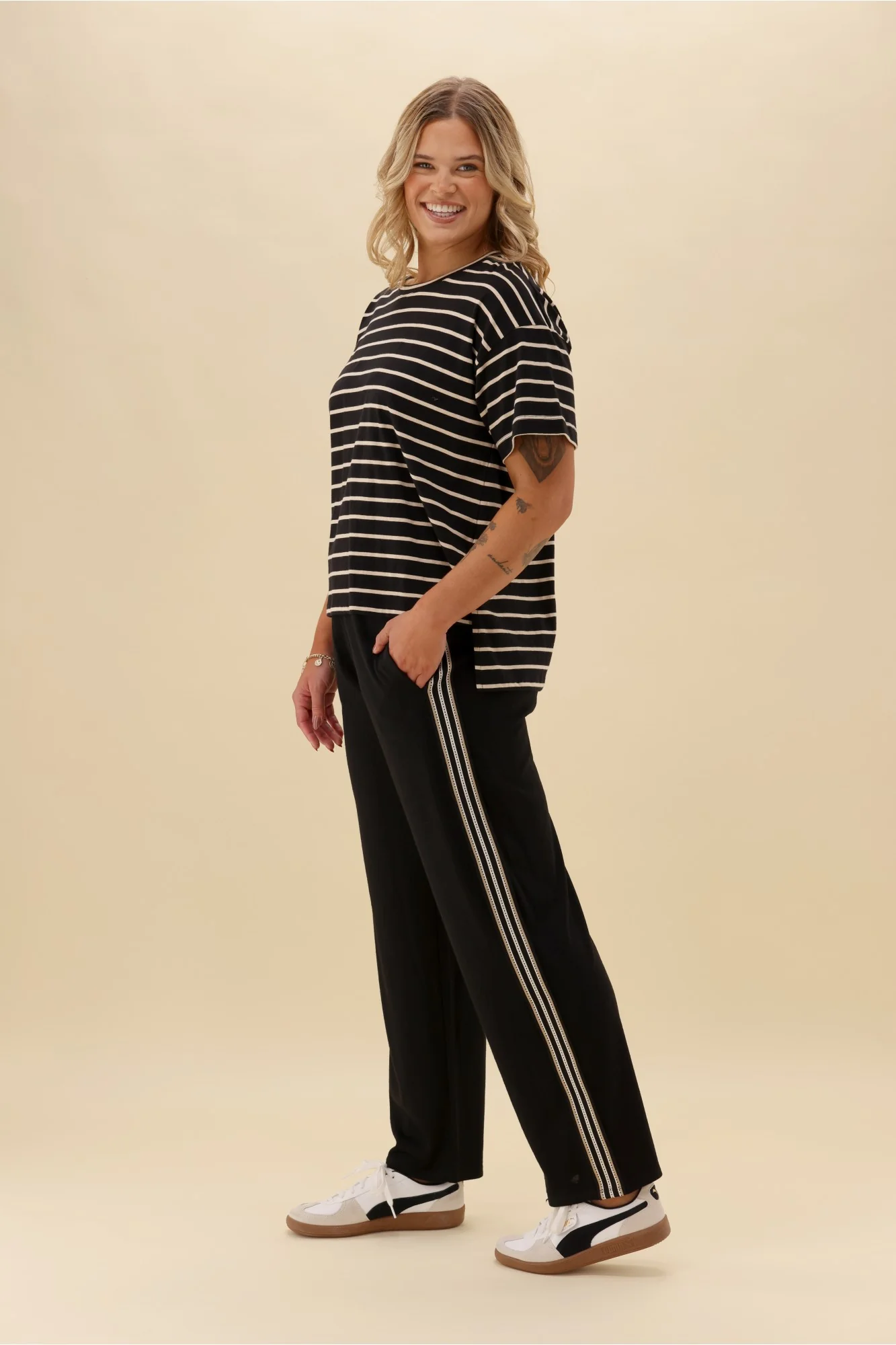 Alpine by Shine On Vancouver Stripe Detail Merino Pant Black - Image 5