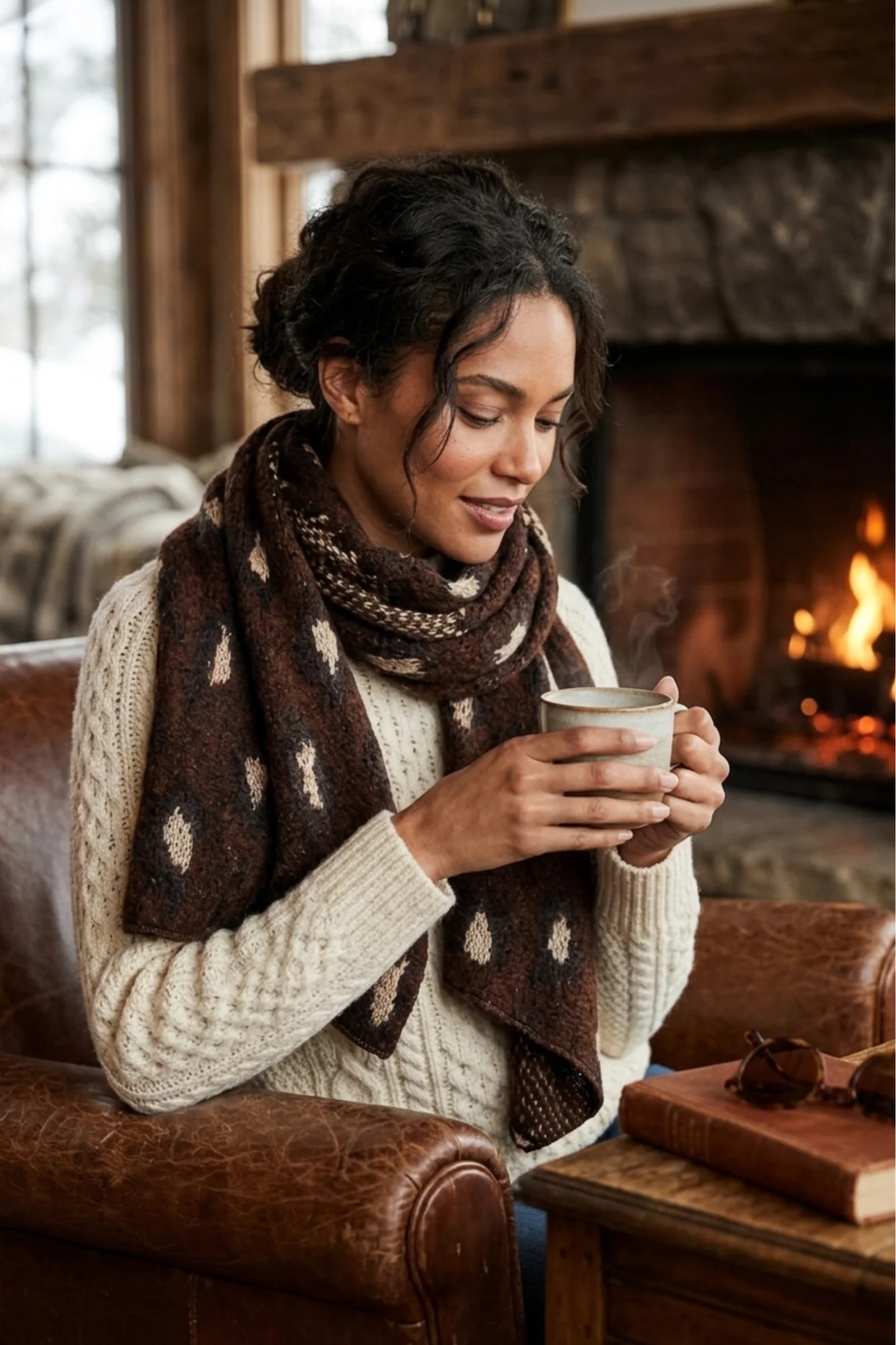 Antler Golden Prowl Scarf Chocolate
