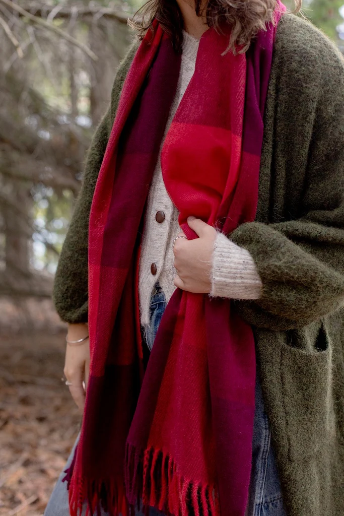 Antler Mulled Wine Check Scarf