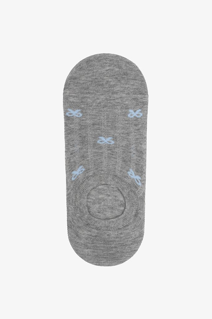 Antler No Show Socks Grey And Petite Blue Bows