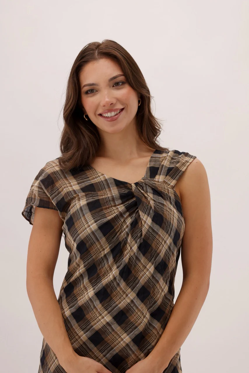 Ayva Amarantha Dress Natural Check - Image 2