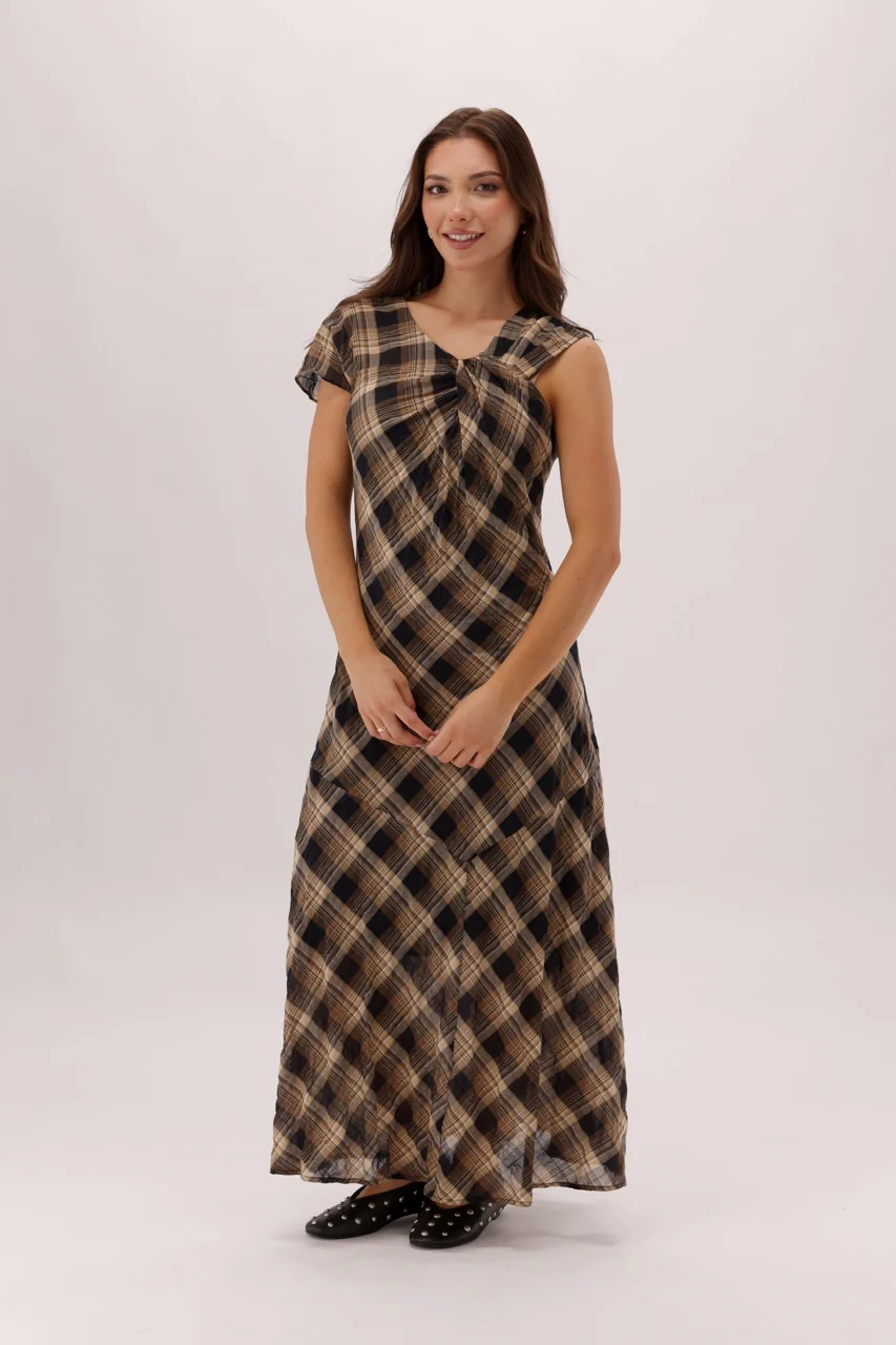 Ayva Amarantha Dress Natural Check - Image 5