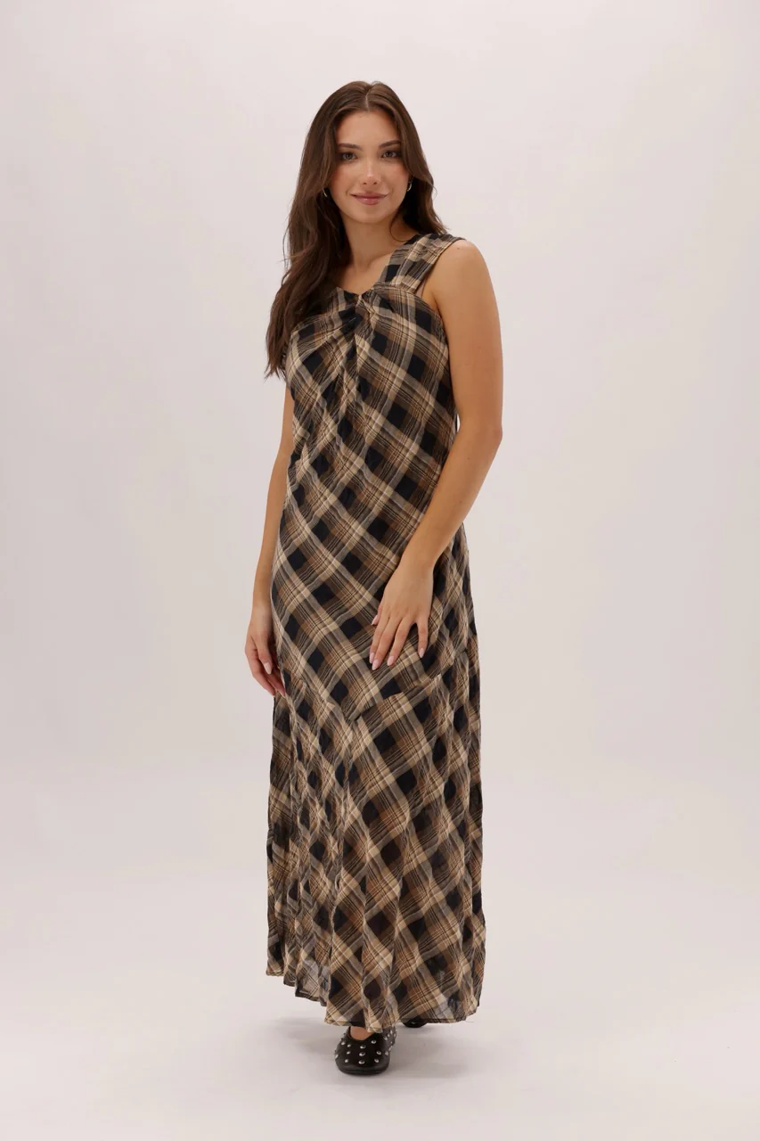 Ayva Amarantha Dress Natural Check - Image 7