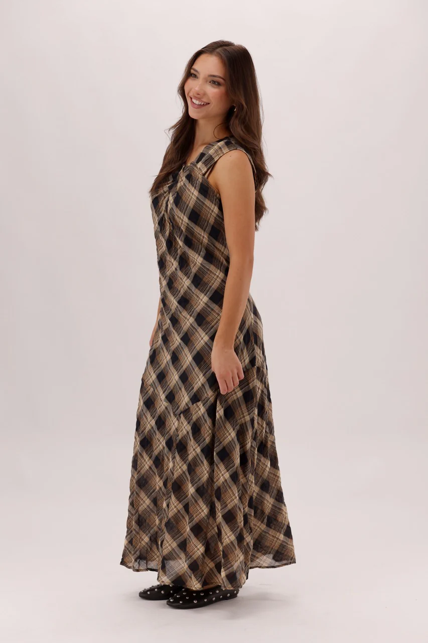 Ayva Amarantha Dress Natural Check - Image 8