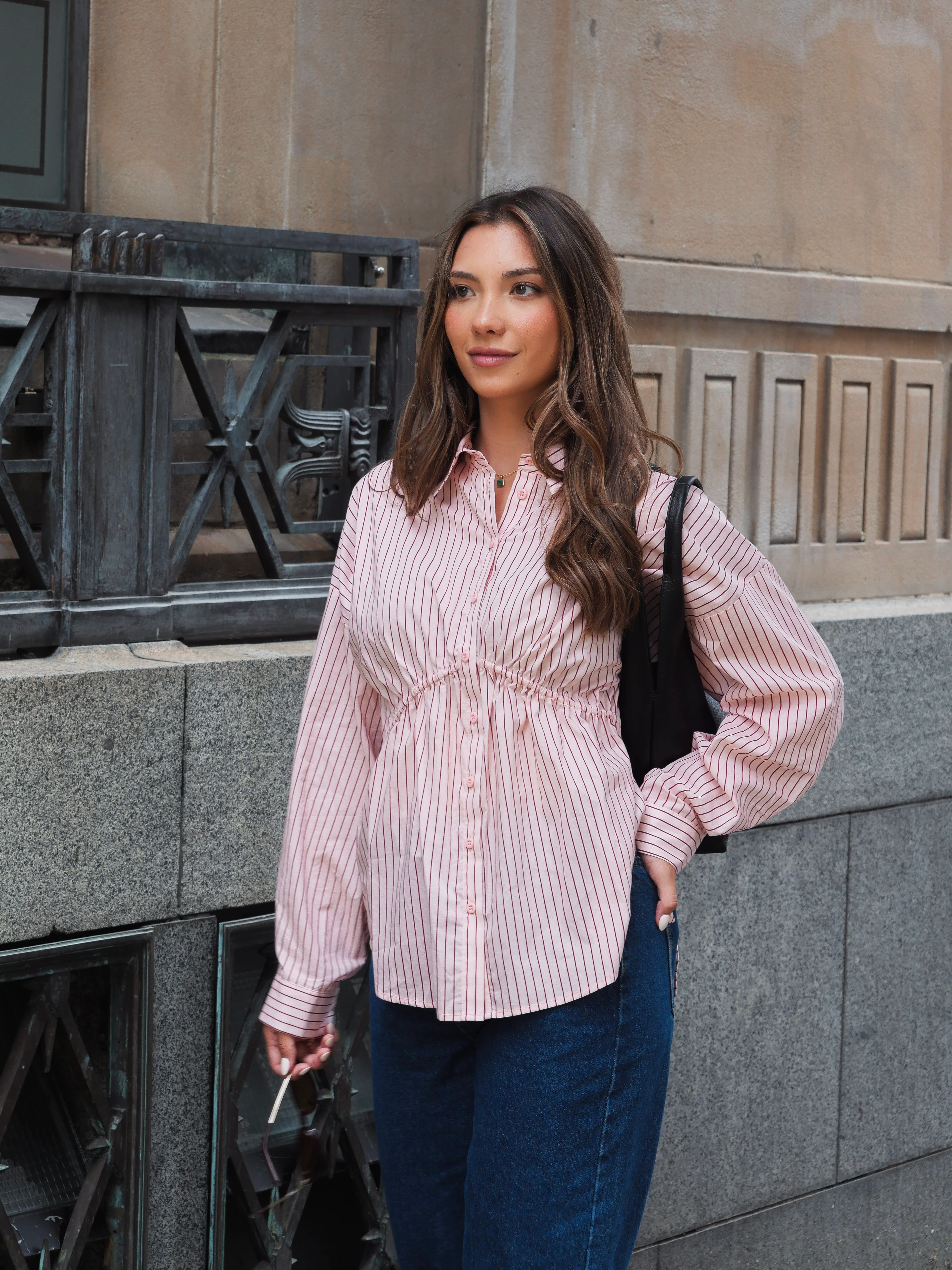 Ayva Amy Shirt With Drawcord Berry Stripe