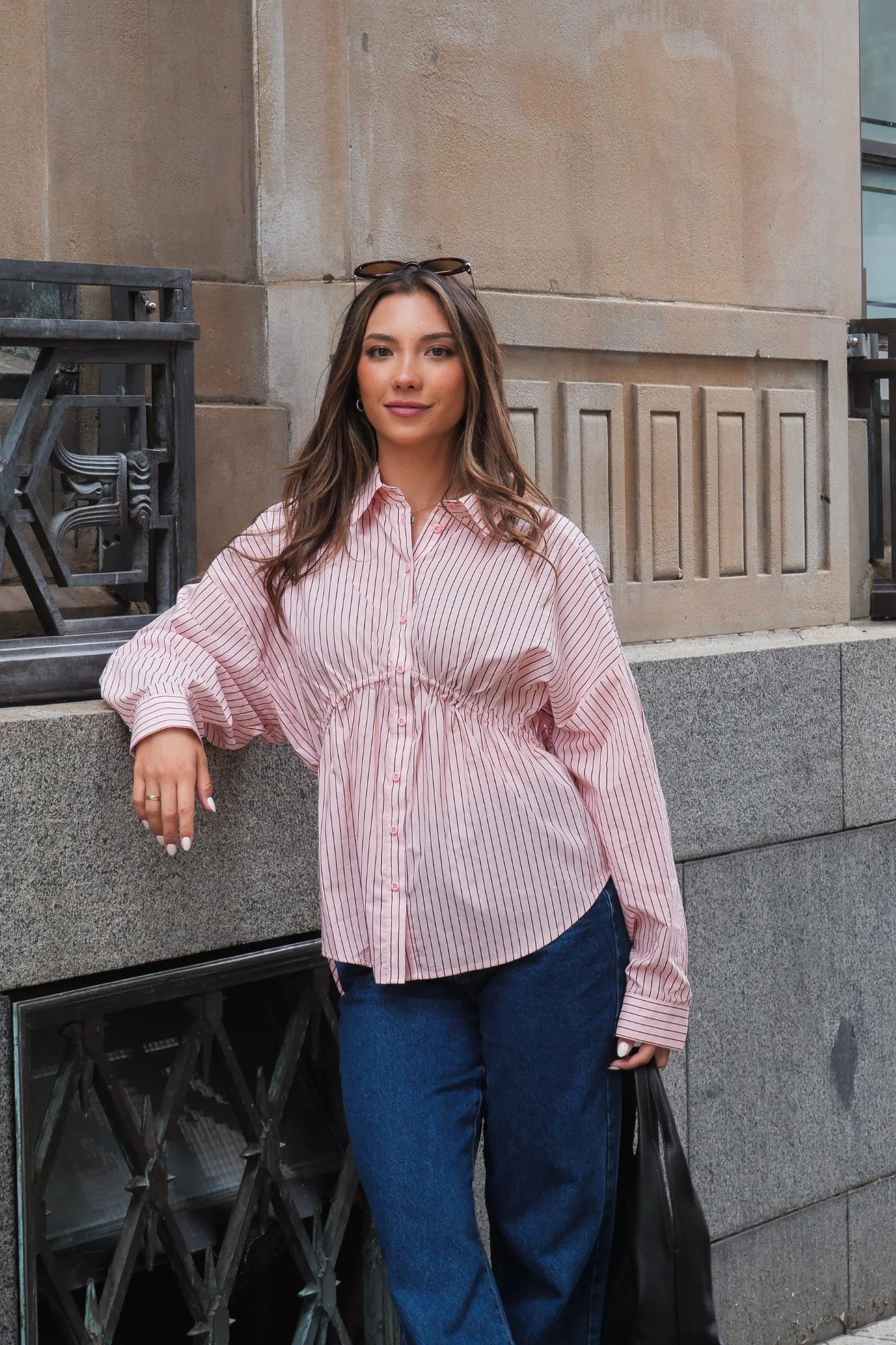 Ayva Amy Shirt With Drawcord Berry Stripe - Image 2