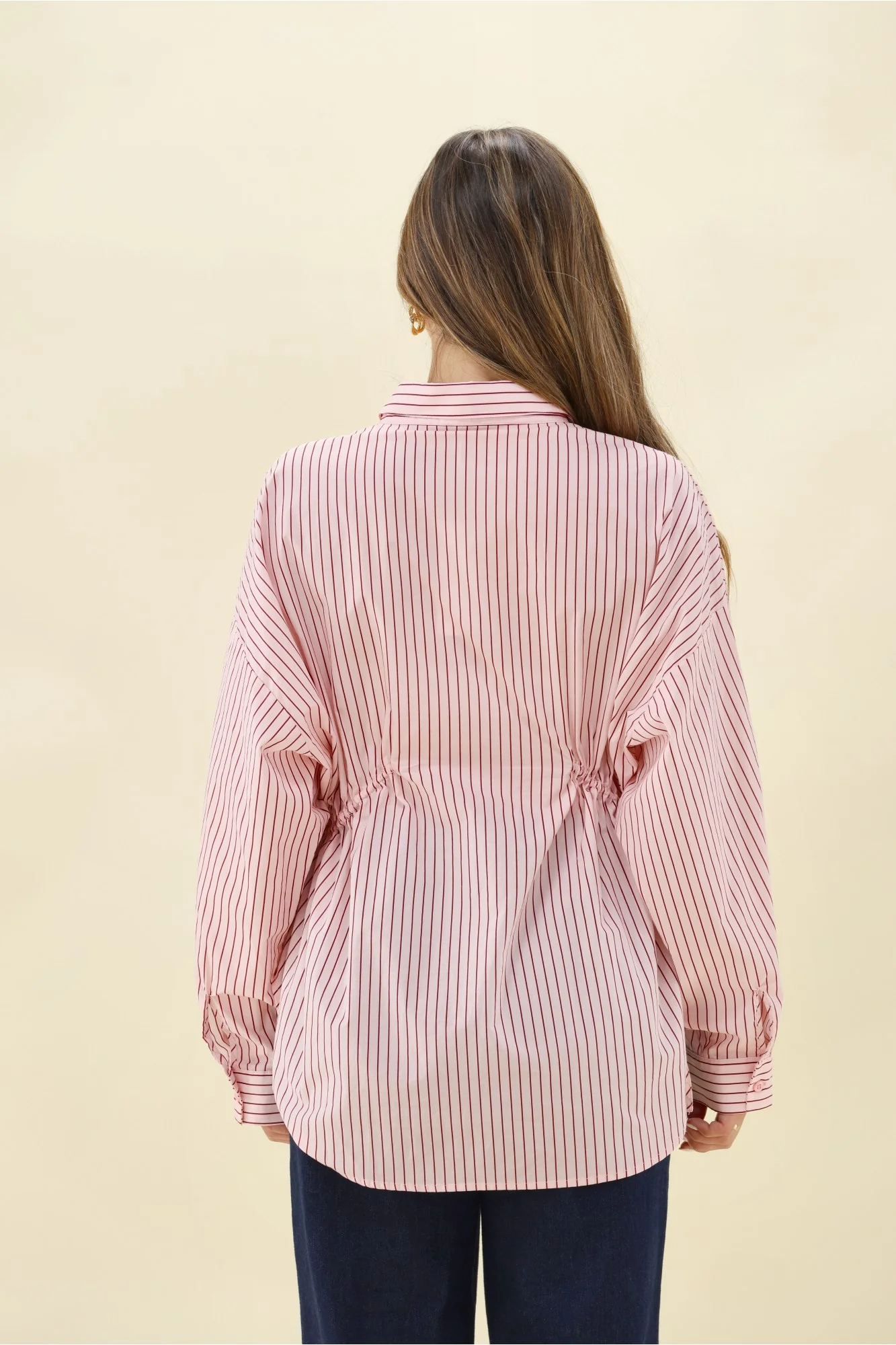 Ayva Amy Shirt With Drawcord Berry Stripe - Image 8