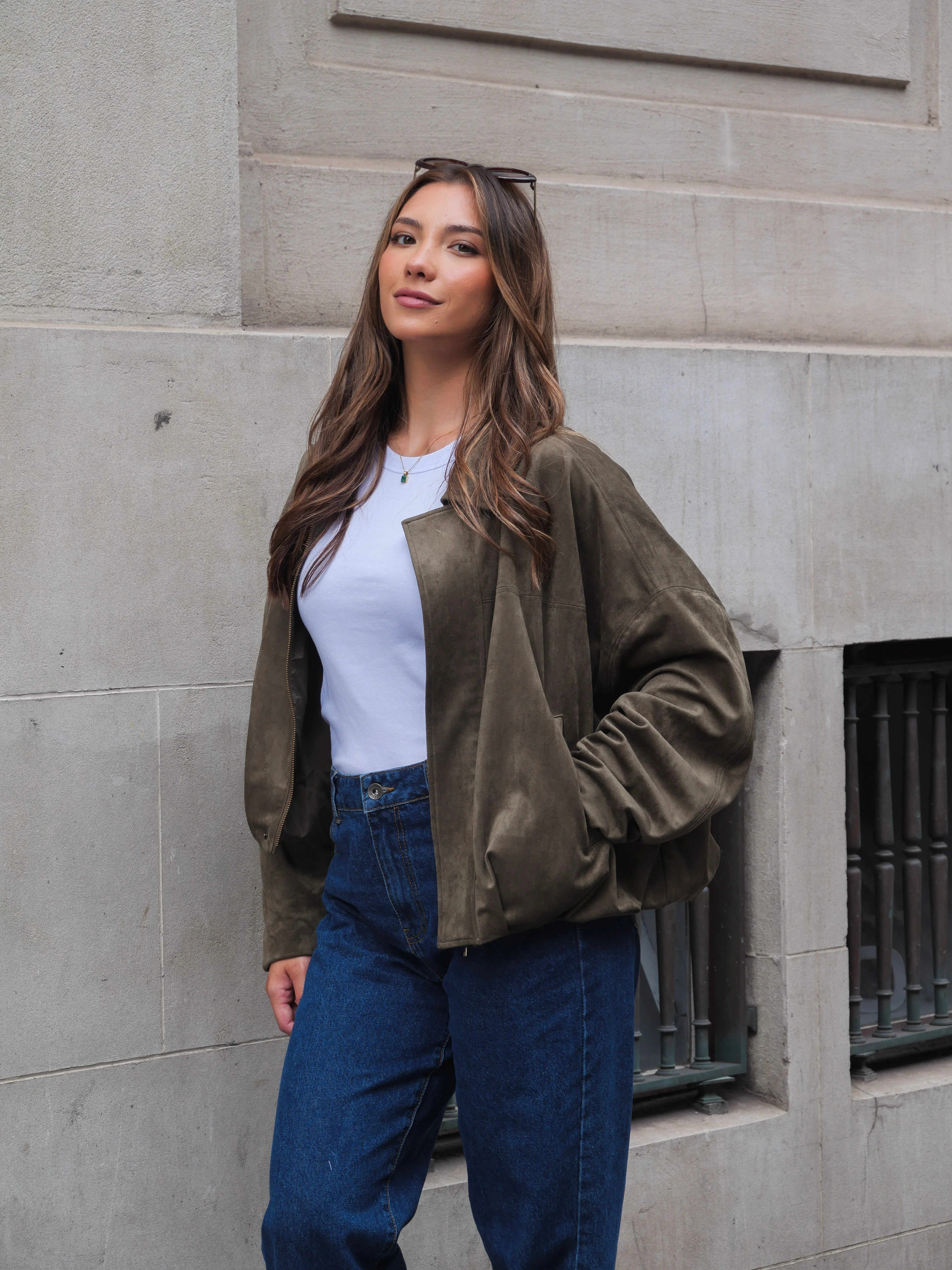 Ayva Dylan Suede Jacket Khaki