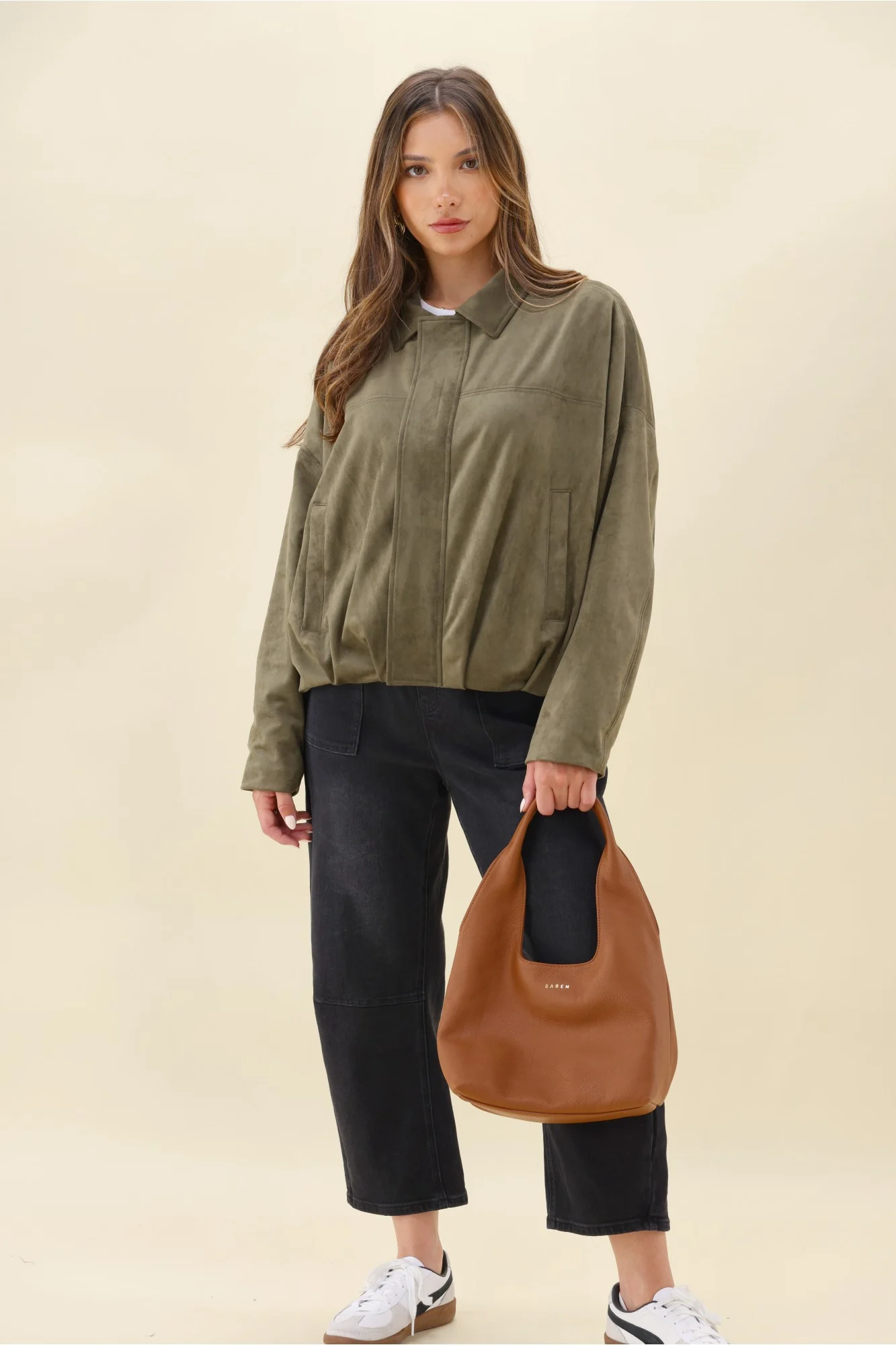 Ayva Dylan Suede Jacket Khaki - Image 5