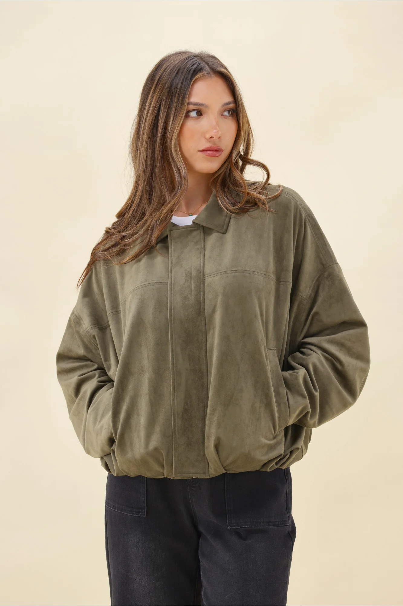 Ayva Dylan Suede Jacket Khaki - Image 7