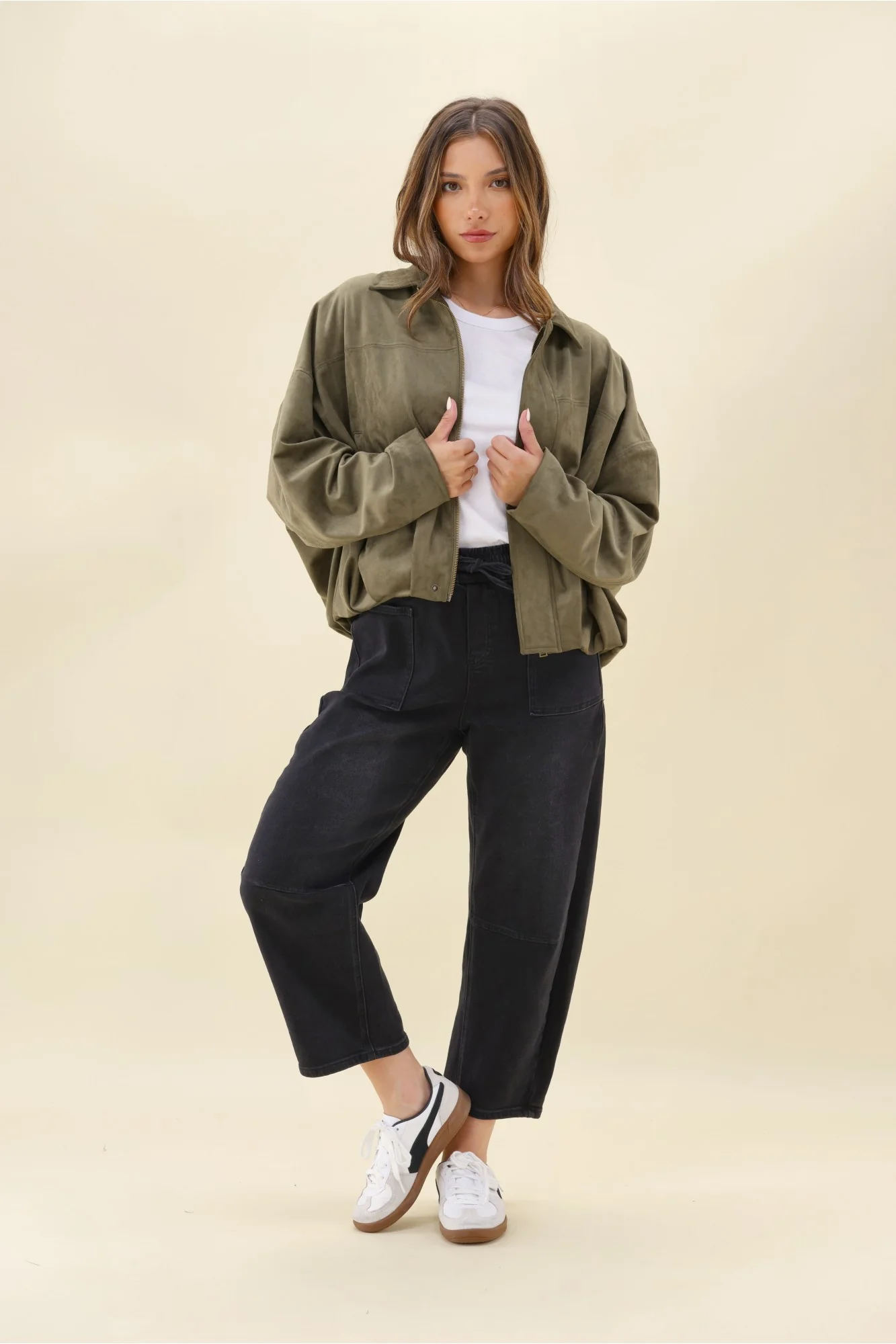 Ayva Dylan Suede Jacket Khaki - Image 9