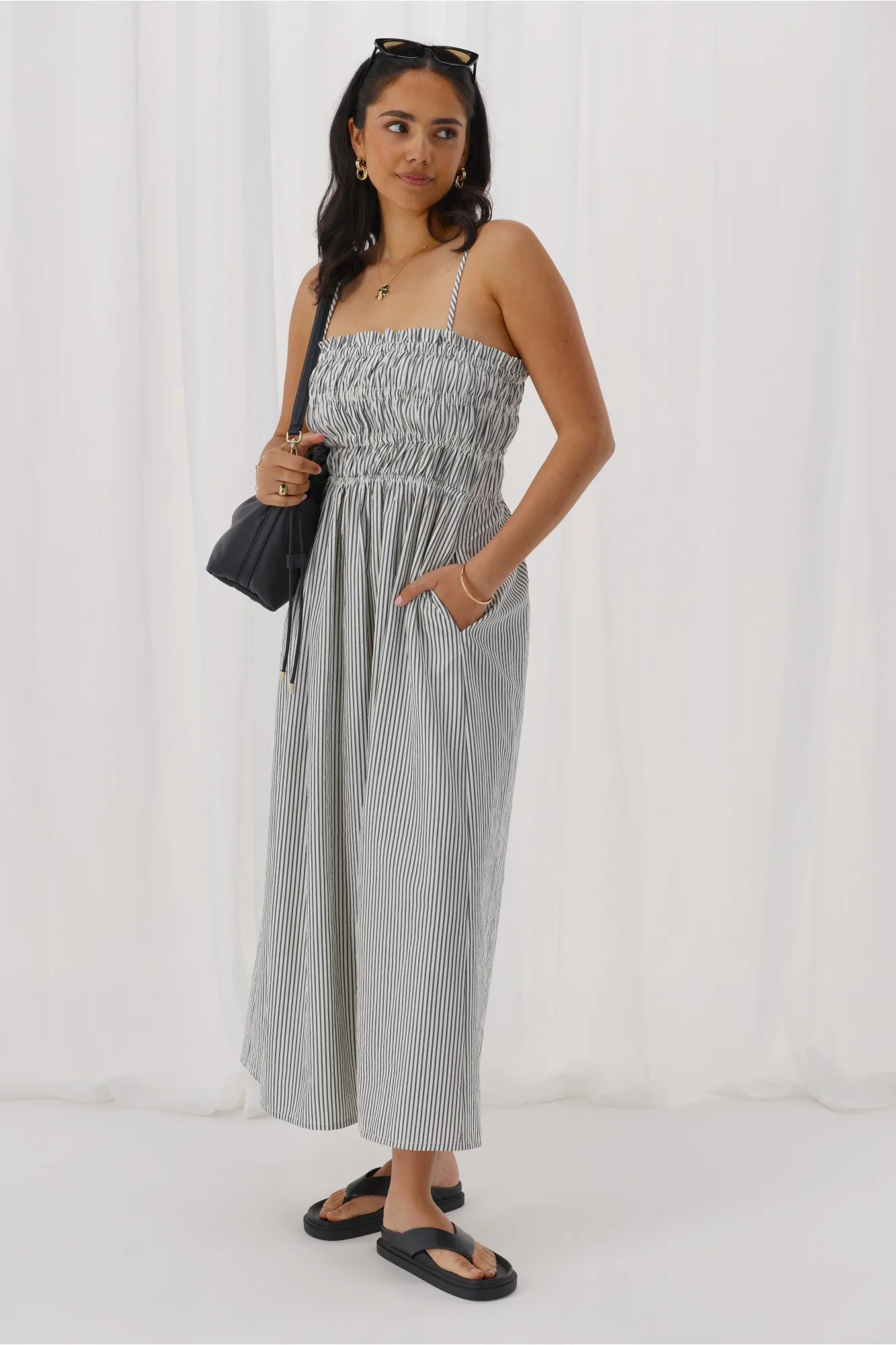 Ayva Evie Striped Dress Navy - Image 2