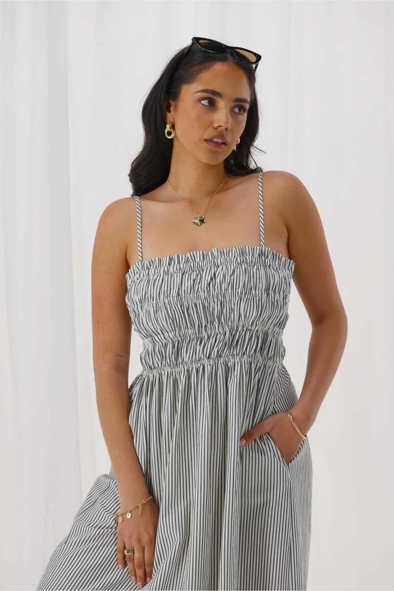 Ayva Evie Striped Dress Navy - Image 3