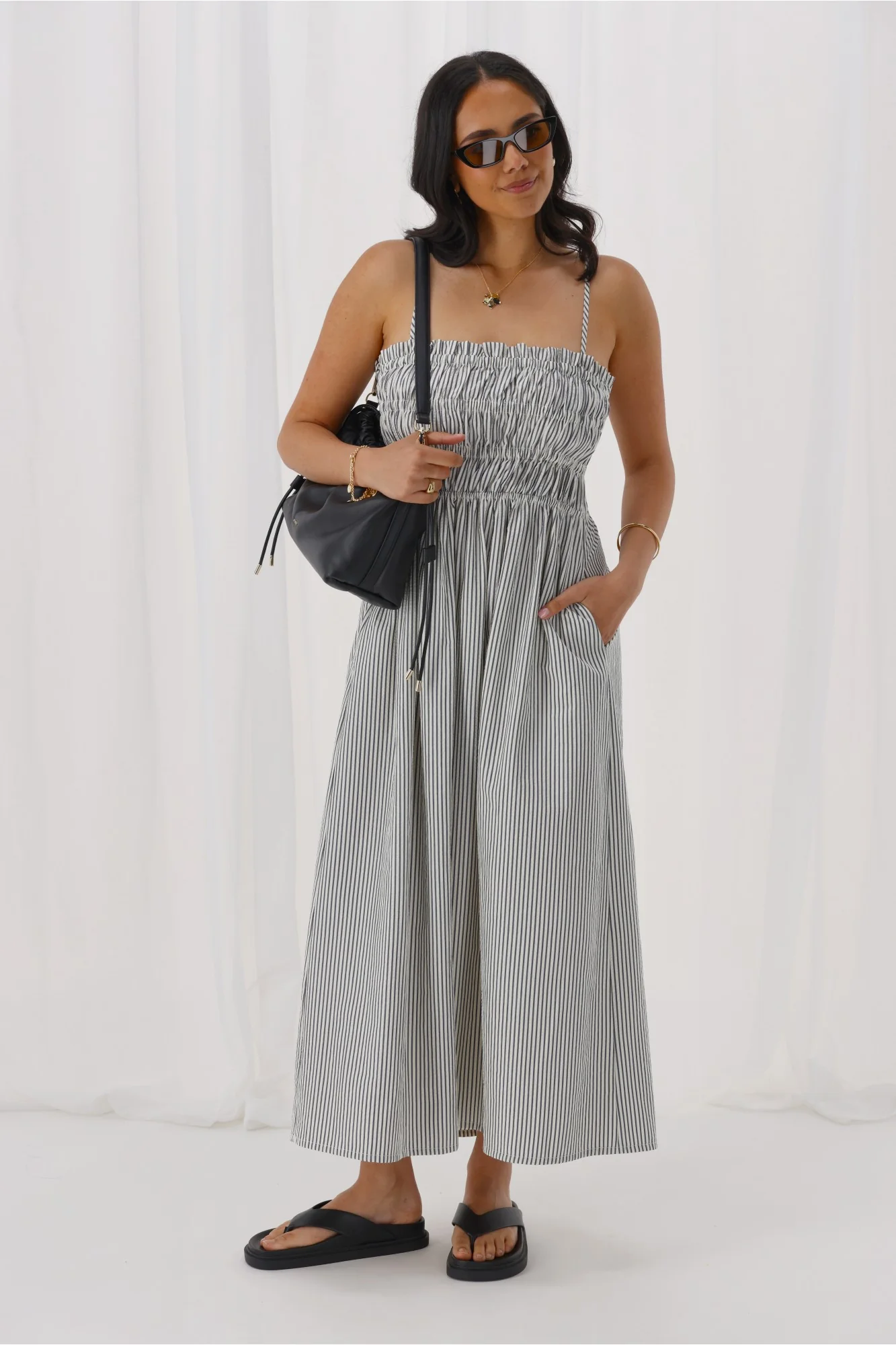 Ayva Evie Striped Dress Navy - Image 5