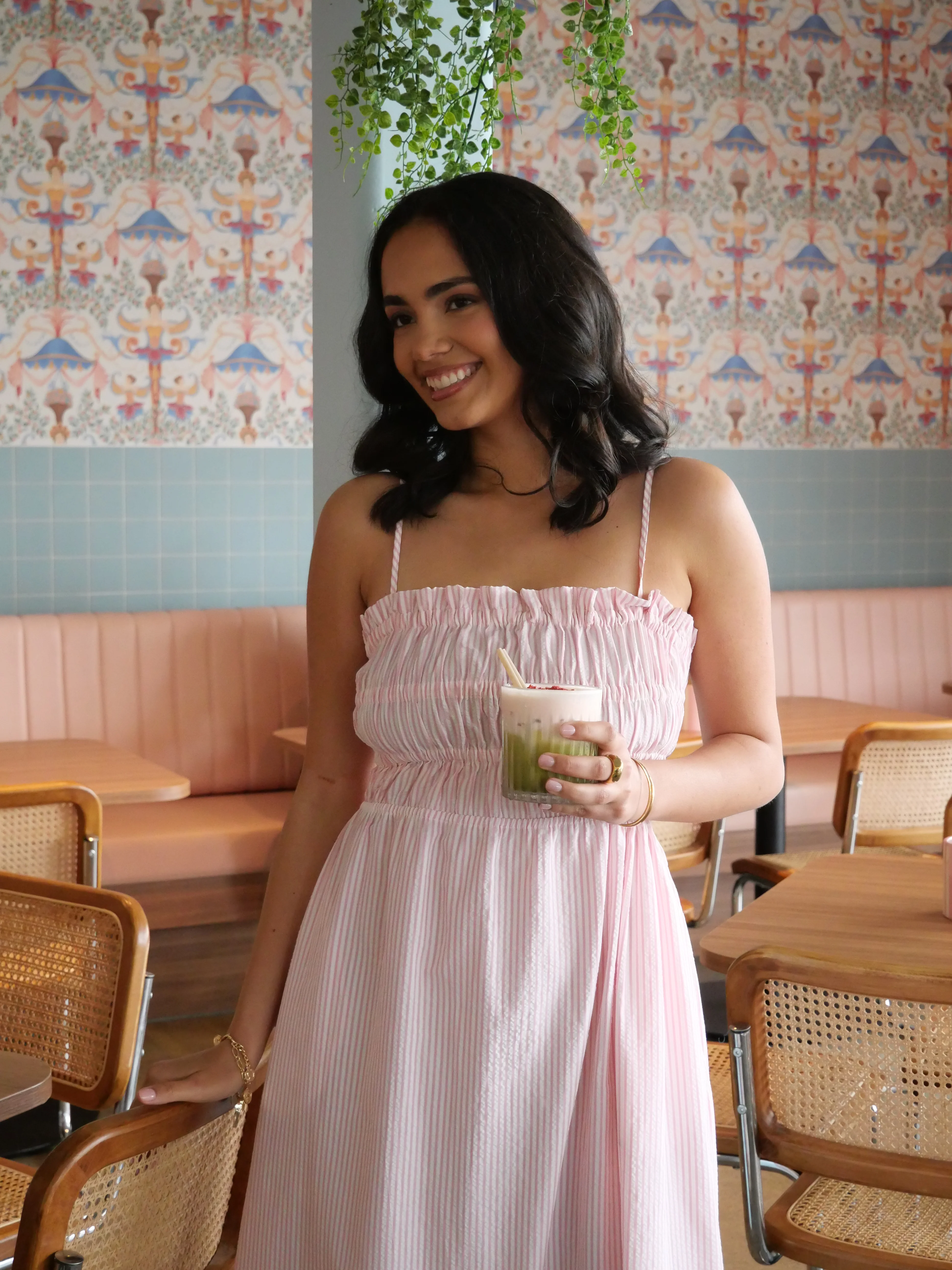 Ayva Evie Striped Dress Pink