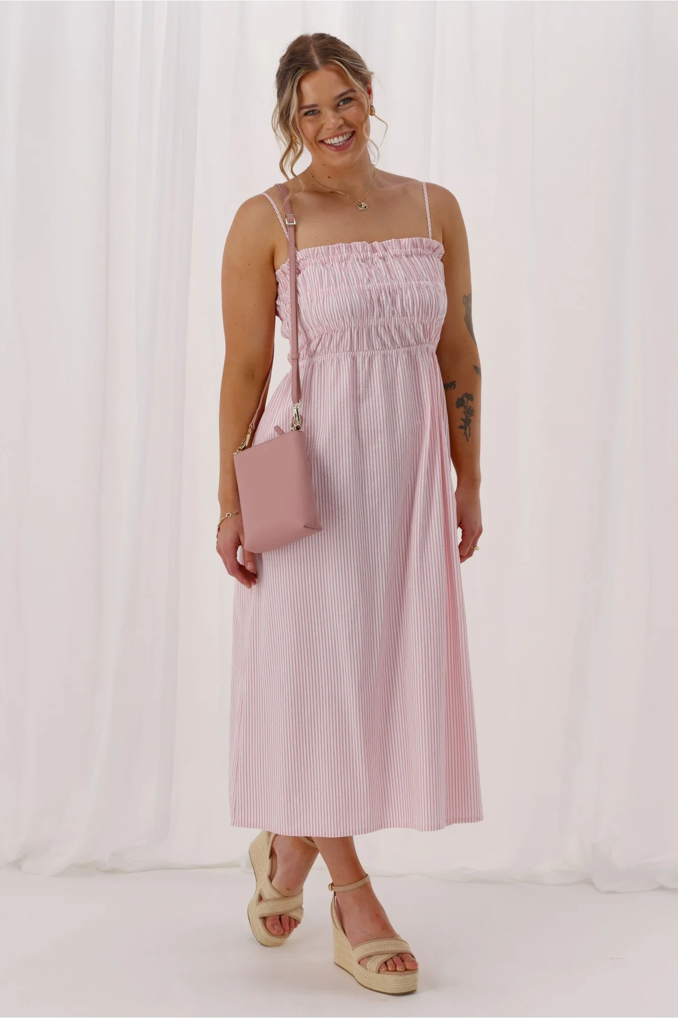 Ayva Evie Striped Dress Pink - Image 3