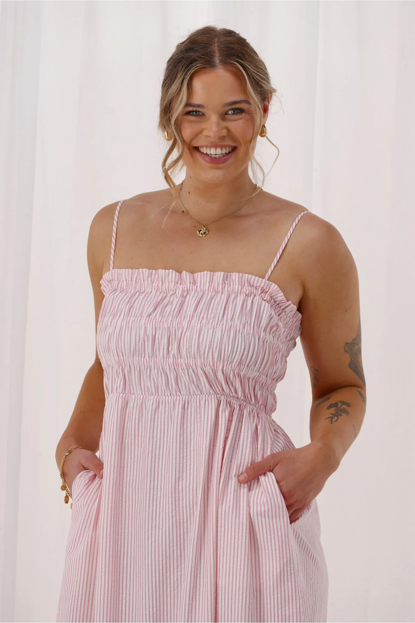 Ayva Evie Striped Dress Pink - Image 4