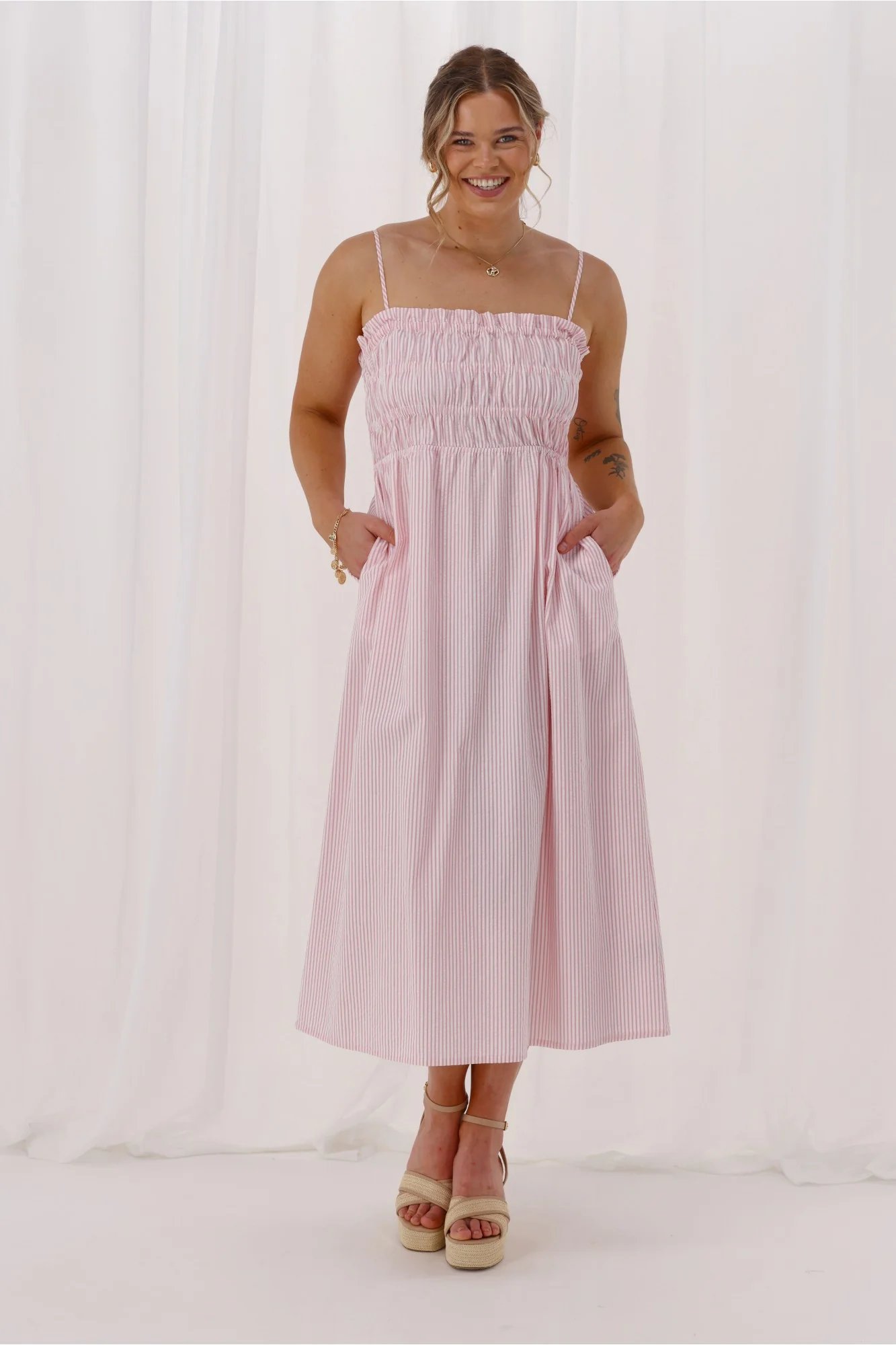 Ayva Evie Striped Dress Pink - Image 5