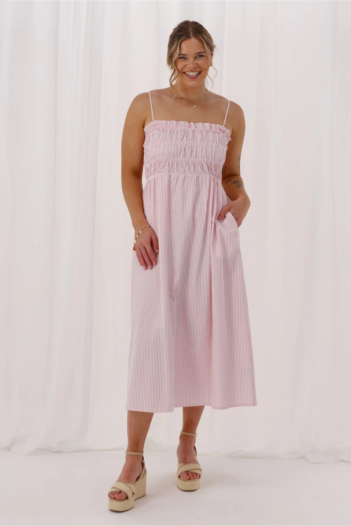 Ayva Evie Striped Dress Pink - Image 7