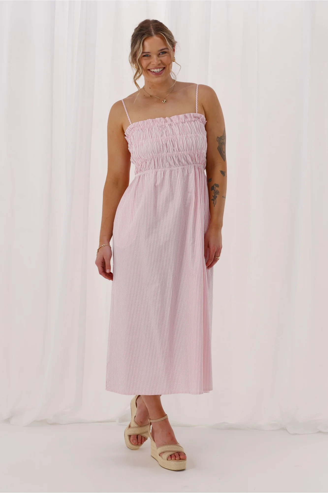 Ayva Evie Striped Dress Pink - Image 8