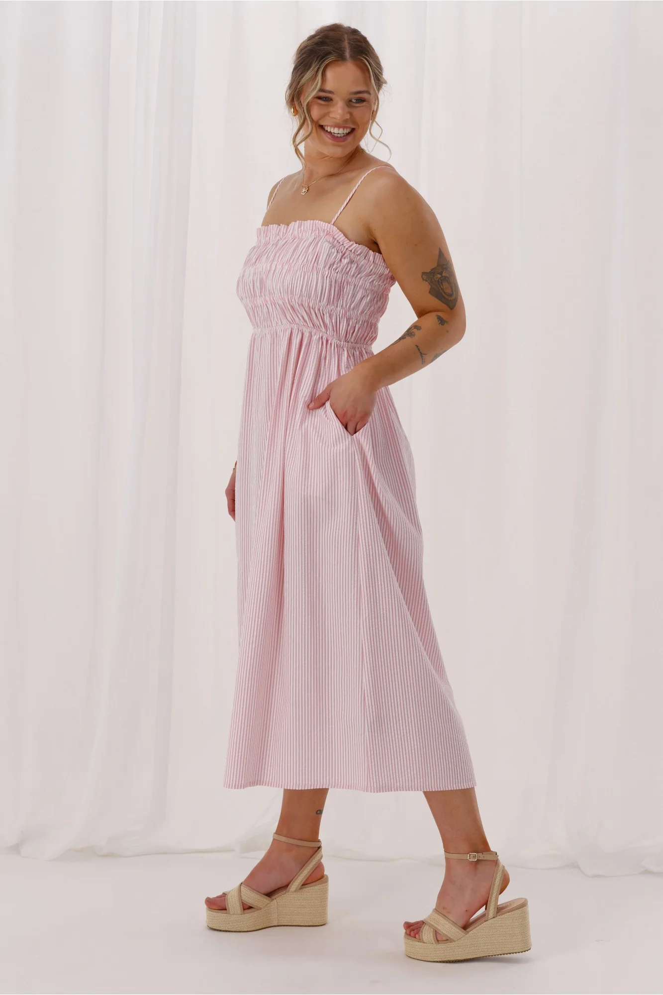 Ayva Evie Striped Dress Pink - Image 9