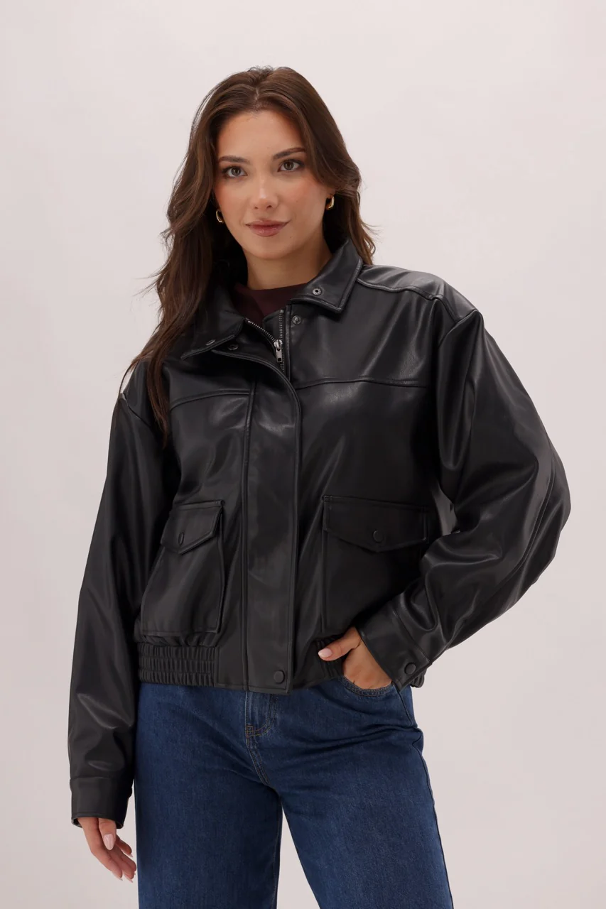 Ayva Hawk Faux Jacket Black - Image 3
