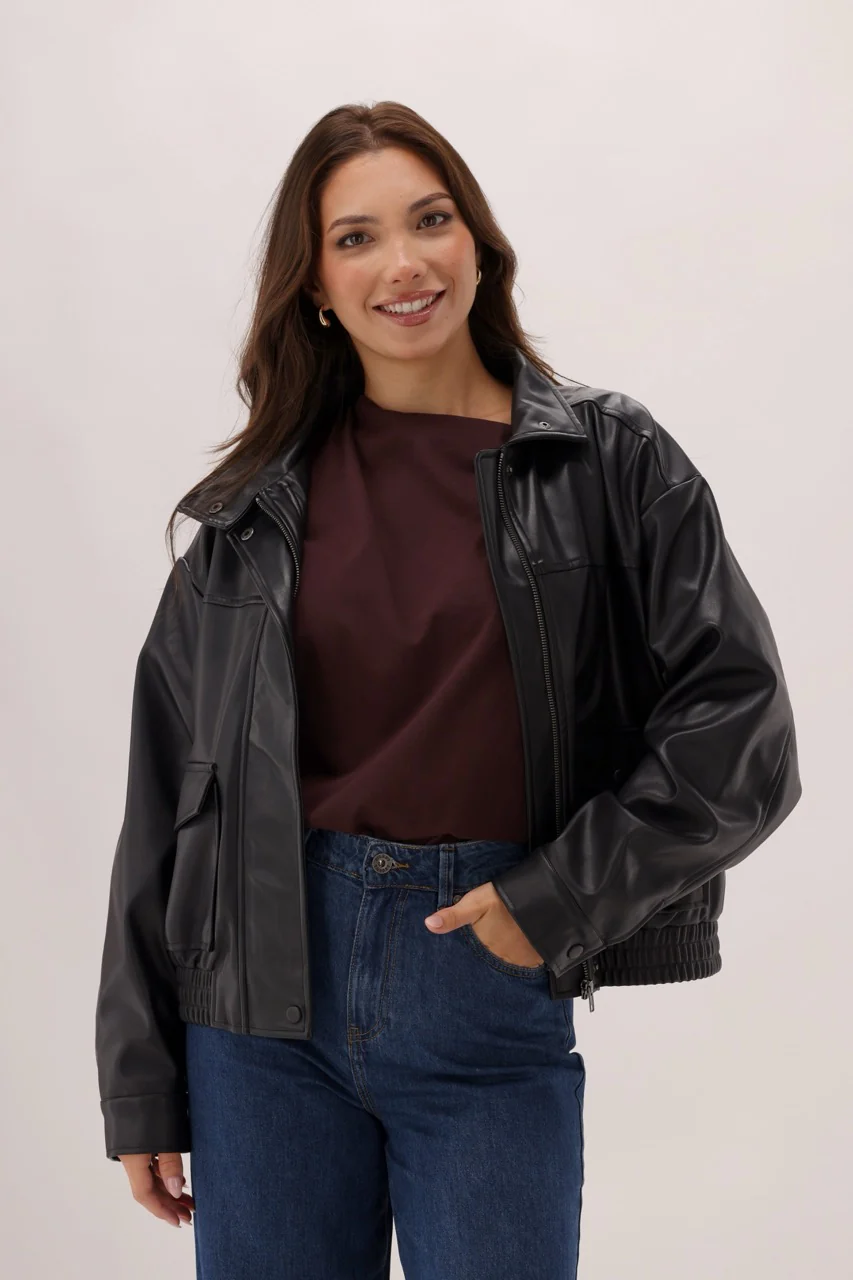 Ayva Hawk Faux Jacket Black - Image 5