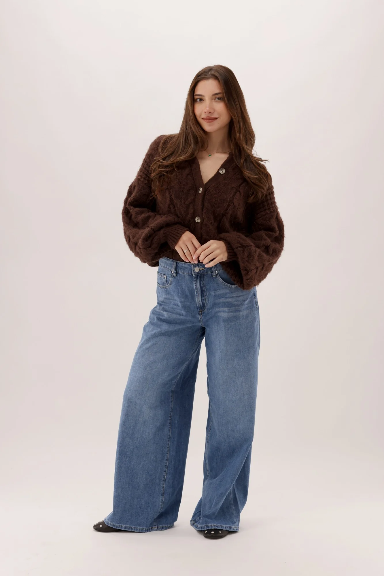 Ayva Marnie Knit Cardigan Chocolate - Image 5