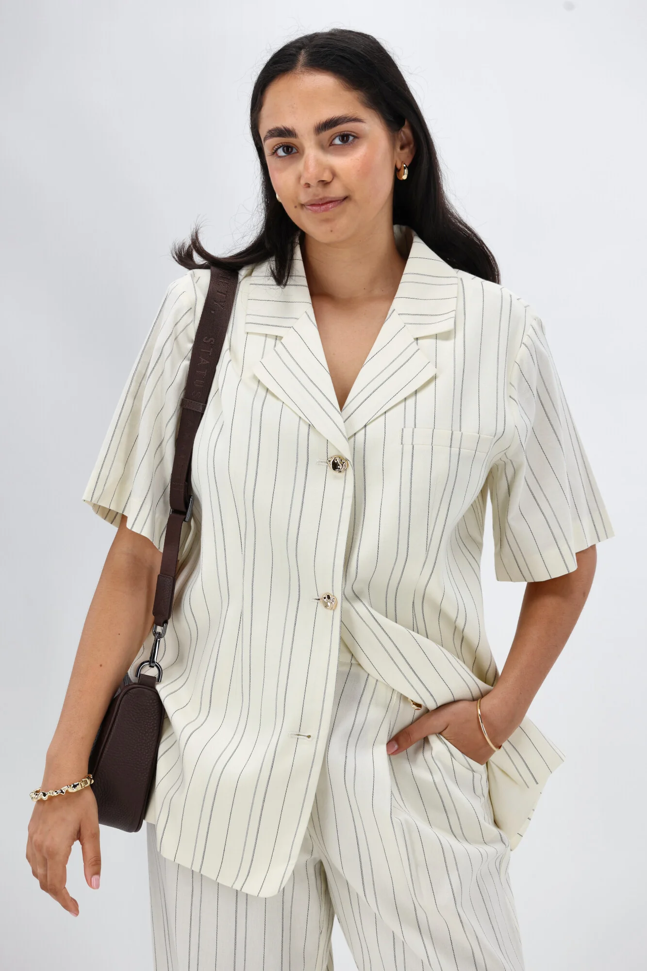 Ayva Noah Shirt Natural Black Stripe - Image 2