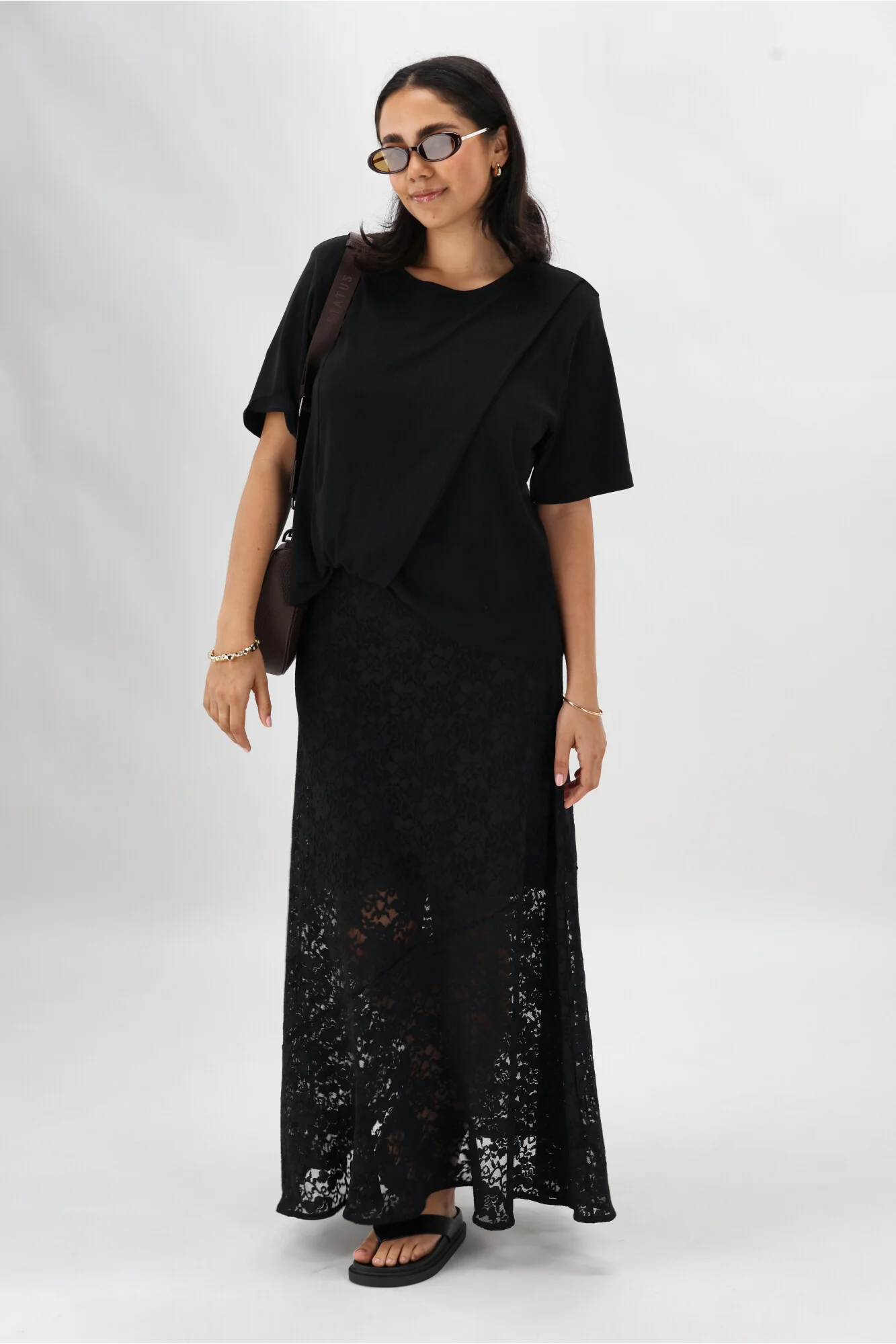 Ayva Opel Lace Maxi Skirt Black - Image 7