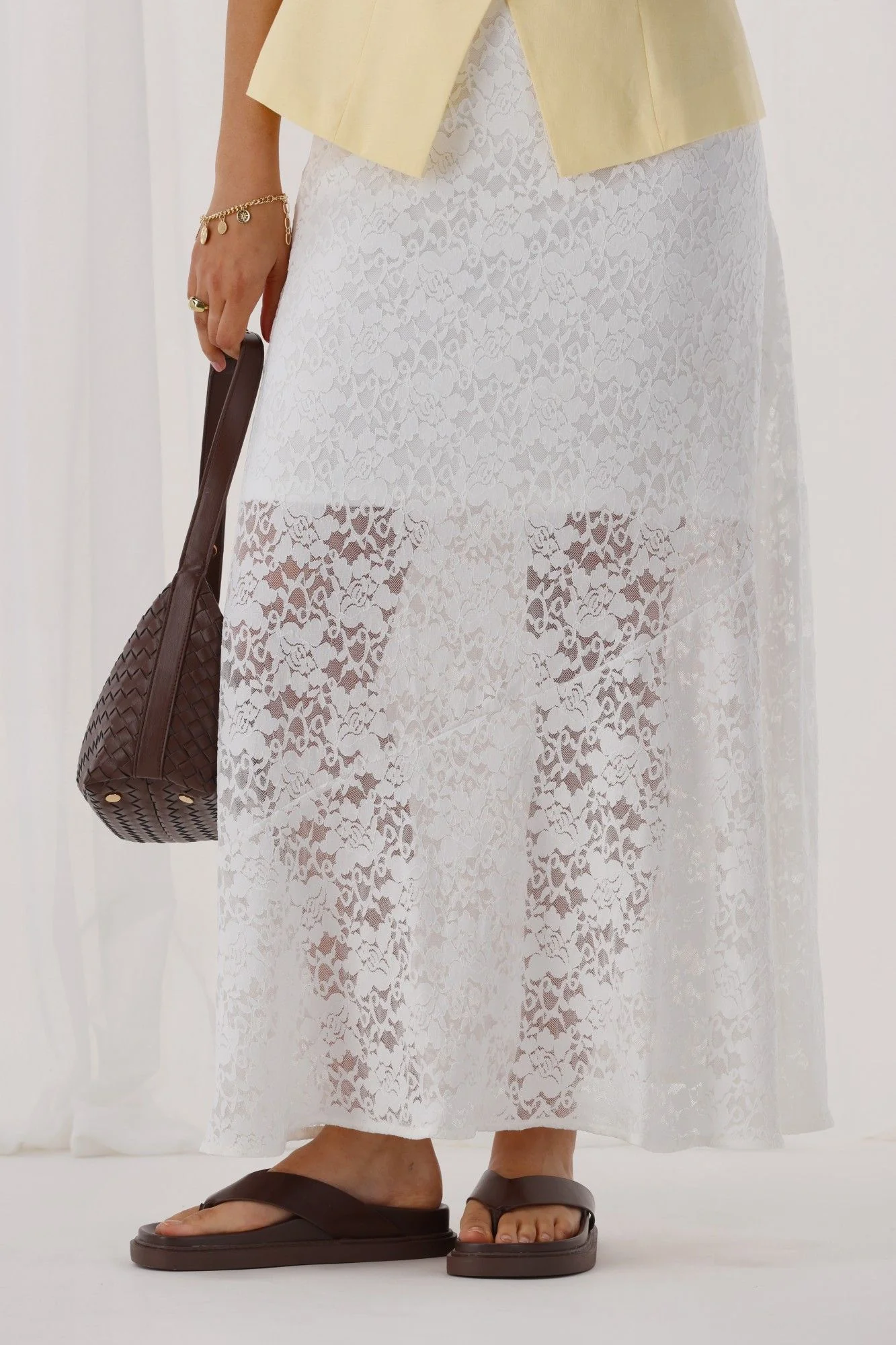 Ayva Opel Lace Maxi Skirt White - Image 5