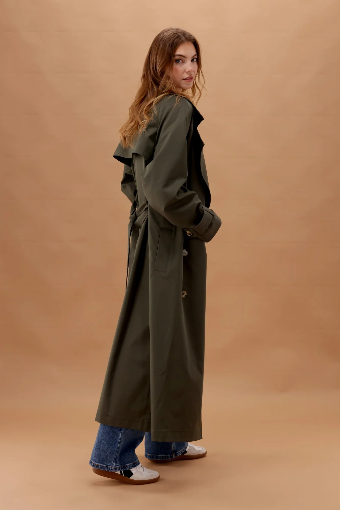 Ayva Pia Trench Coat Khaki - Image 3