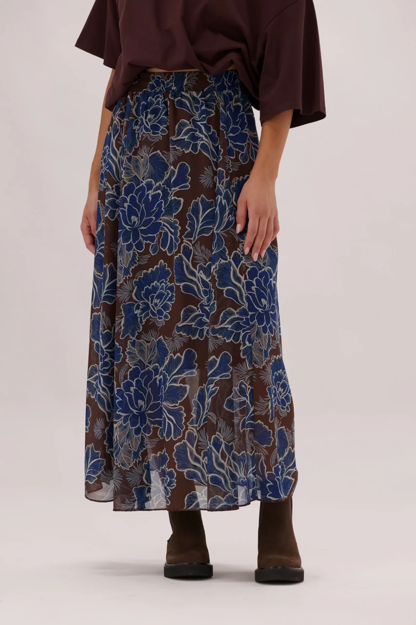 Ayva Prebble Skirt Chocolate Blue Print - Image 2