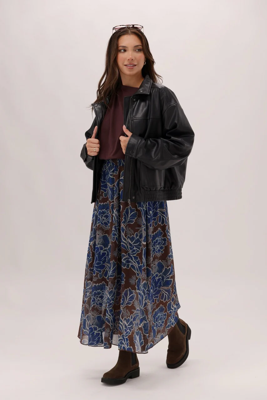 Ayva Prebble Skirt Chocolate Blue Print - Image 3