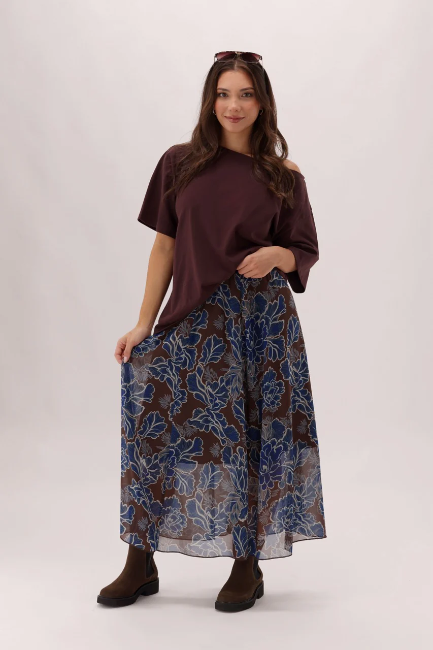 Ayva Prebble Skirt Chocolate Blue Print - Image 5
