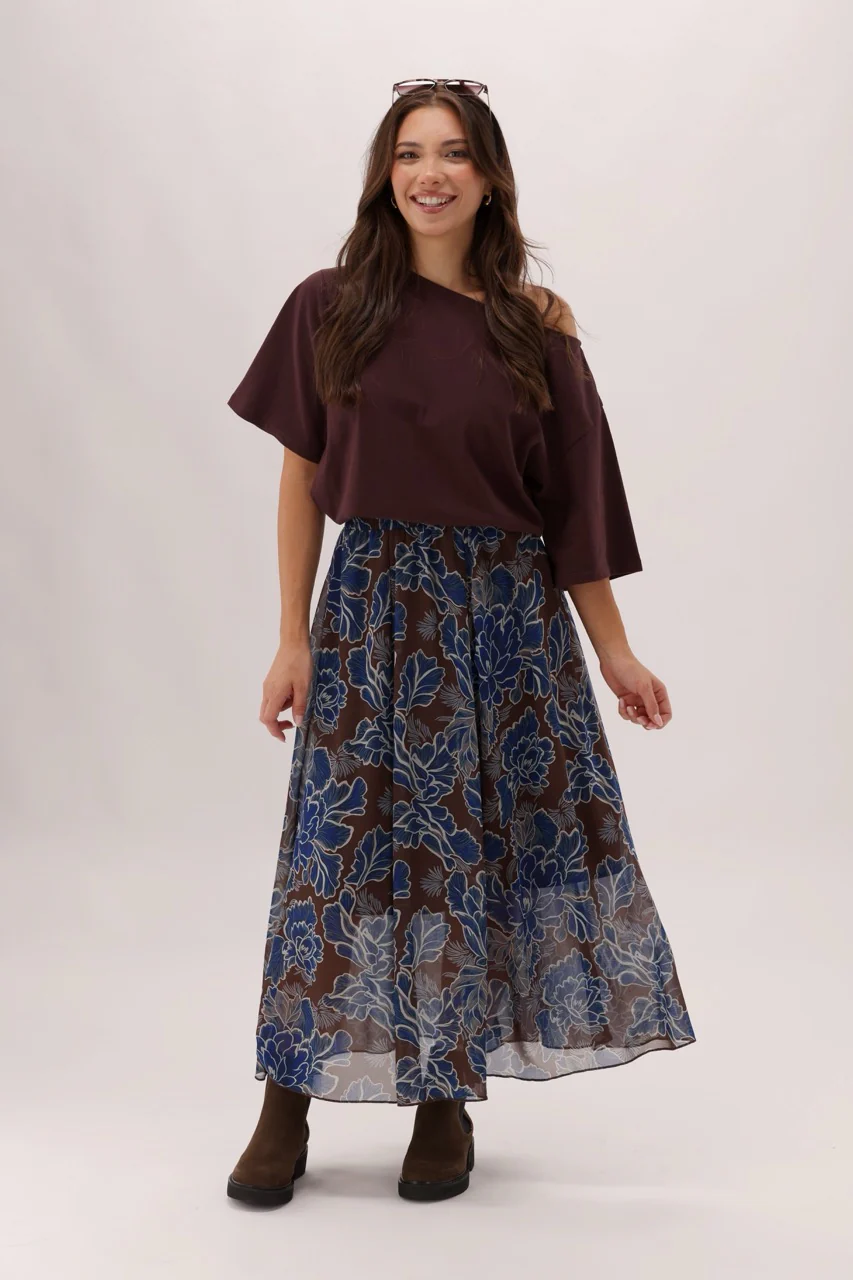 Ayva Prebble Skirt Chocolate Blue Print - Image 6