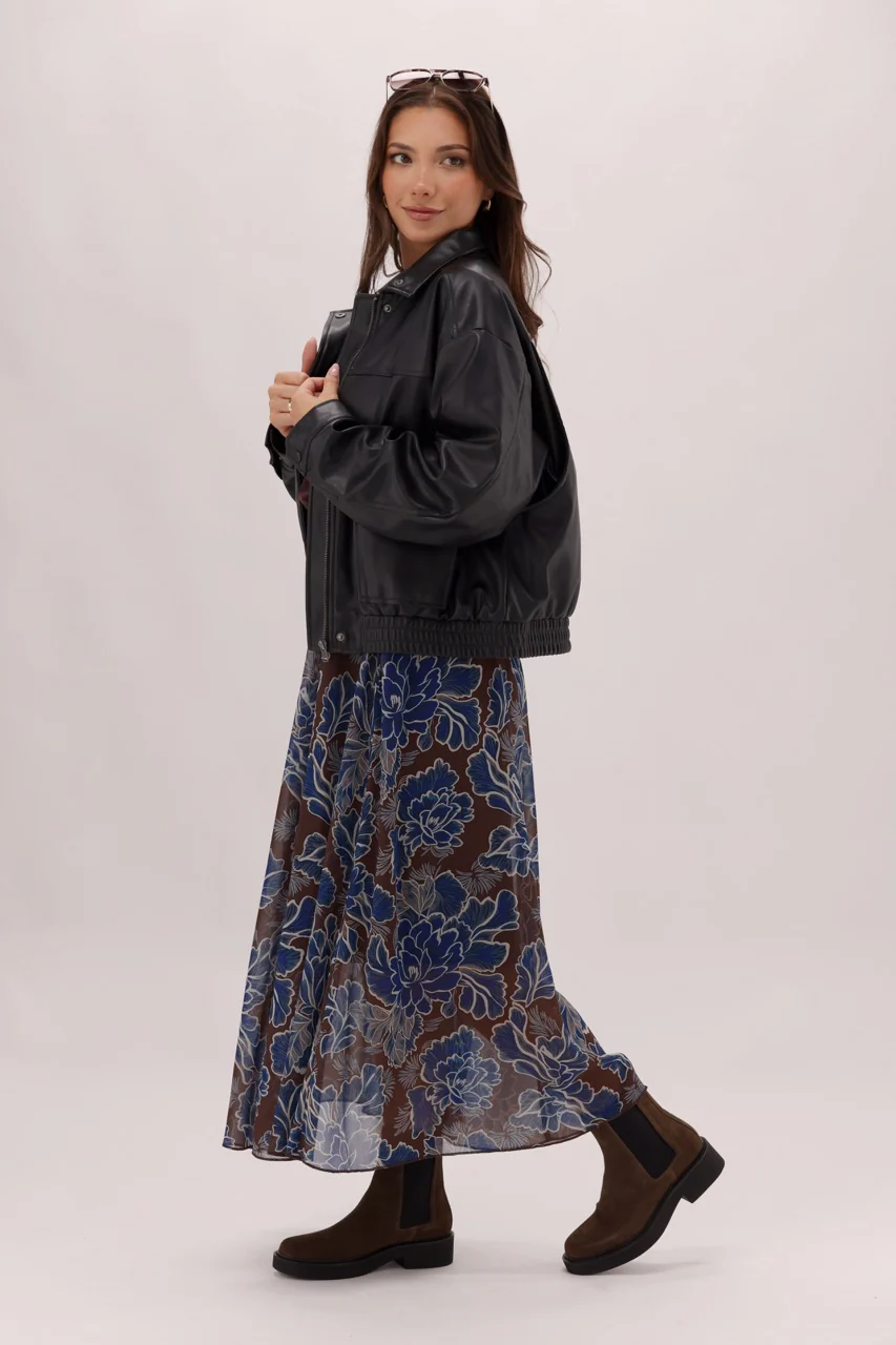 Ayva Prebble Skirt Chocolate Blue Print - Image 7