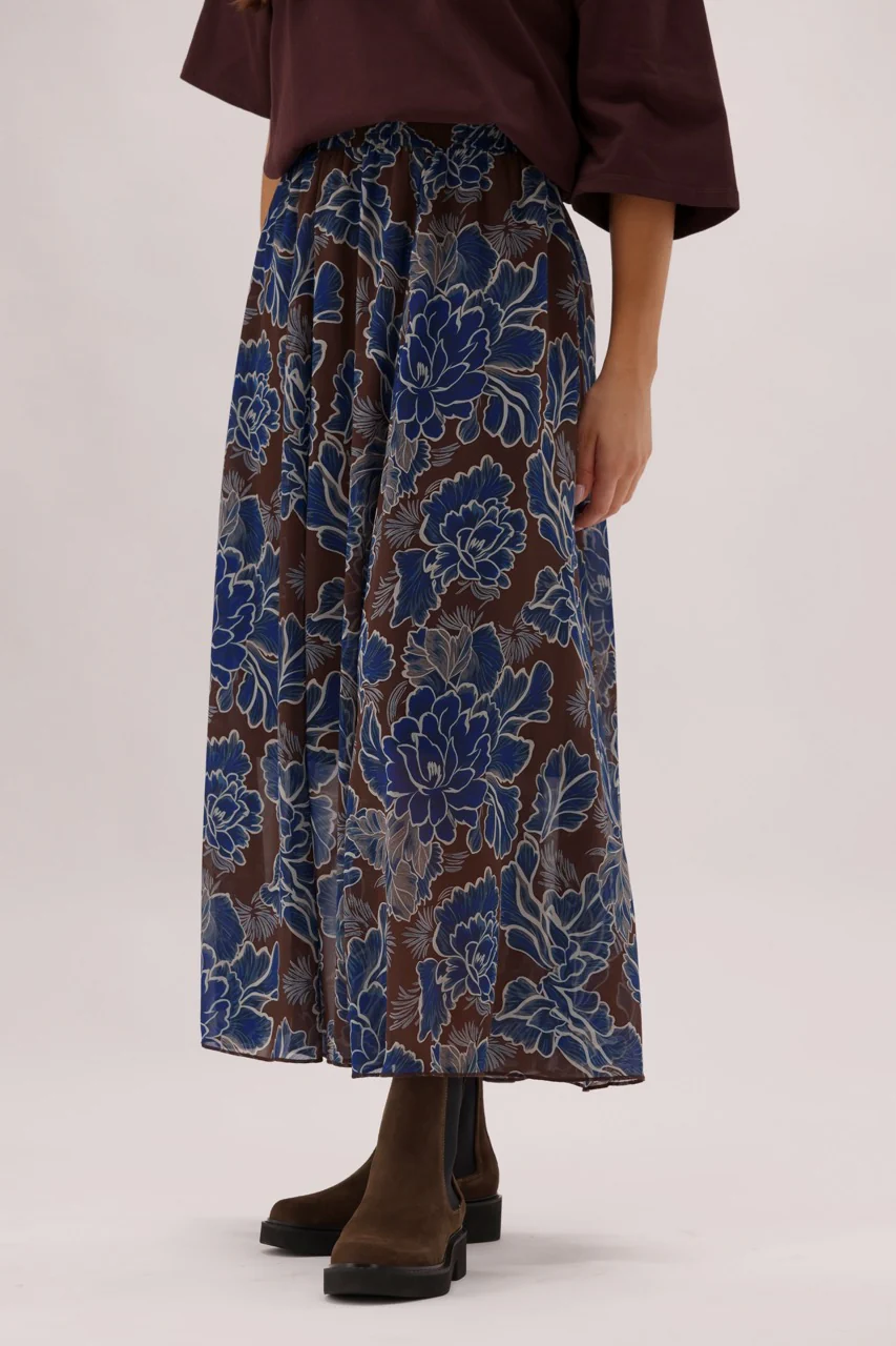 Ayva Prebble Skirt Chocolate Blue Print - Image 8