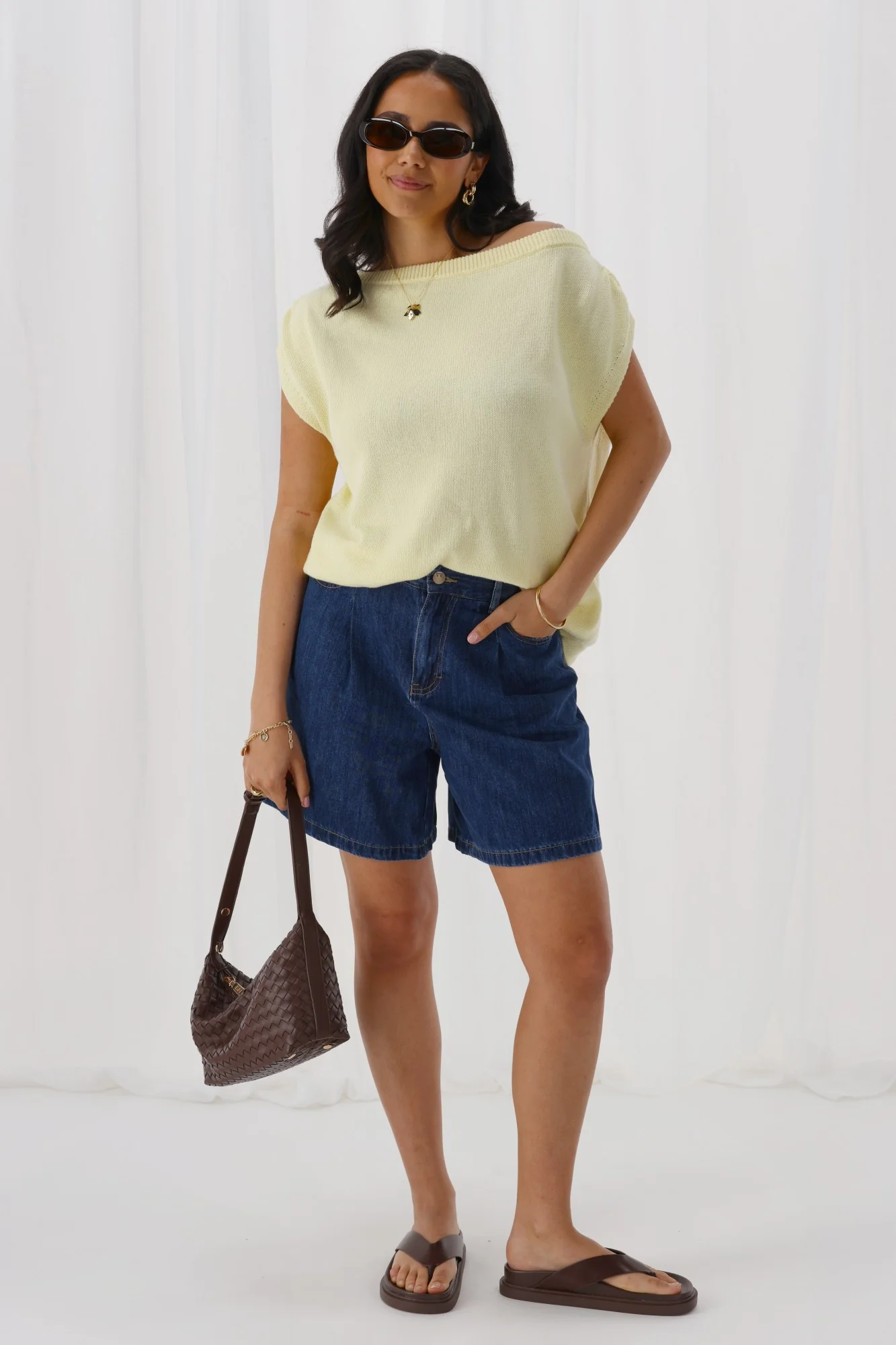 Ayva Remi Asym Knit Top Butter Yellow - Image 6