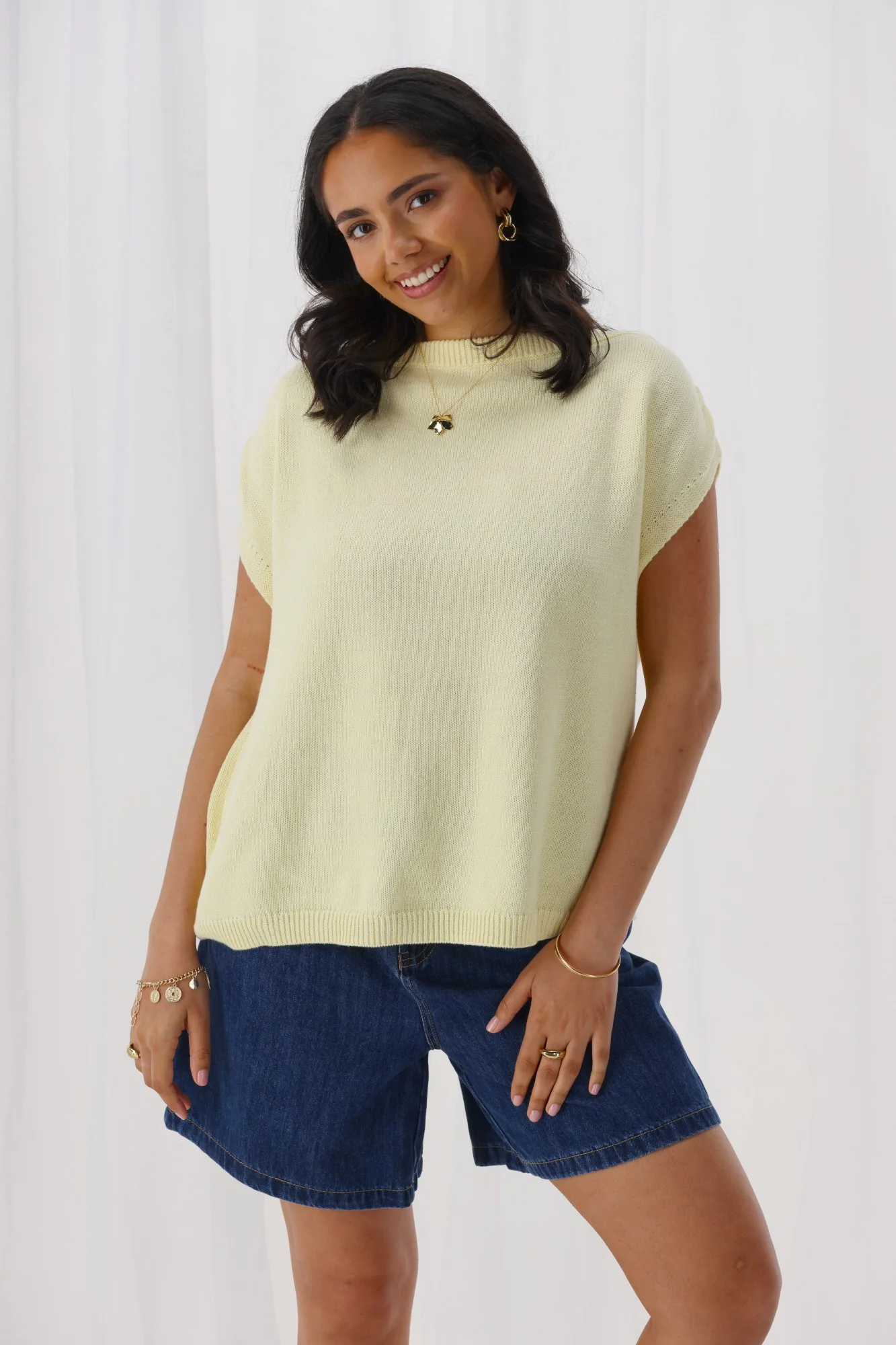 Ayva Remi Asym Knit Top Butter Yellow - Image 7