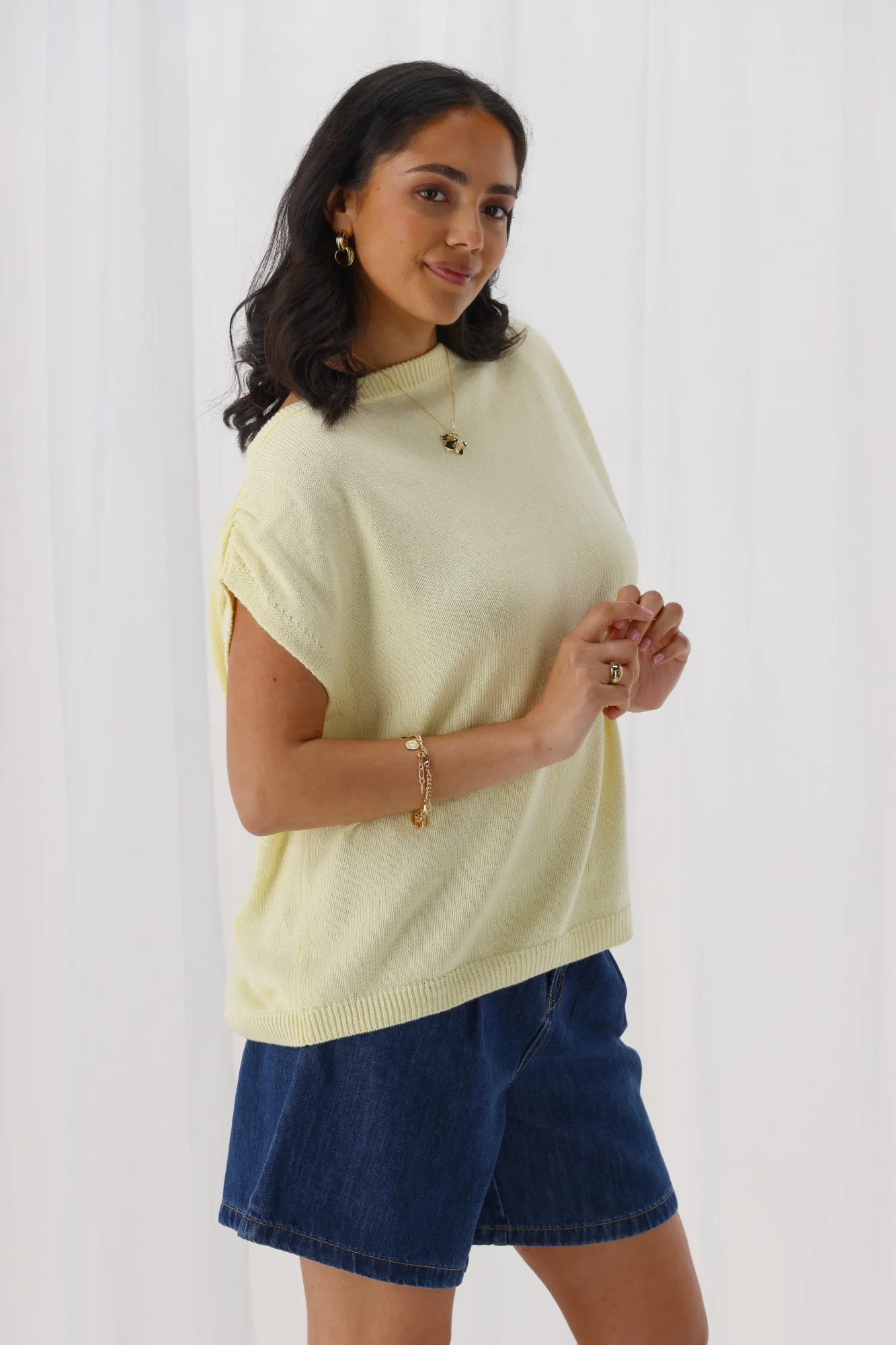 Ayva Remi Asym Knit Top Butter Yellow - Image 8