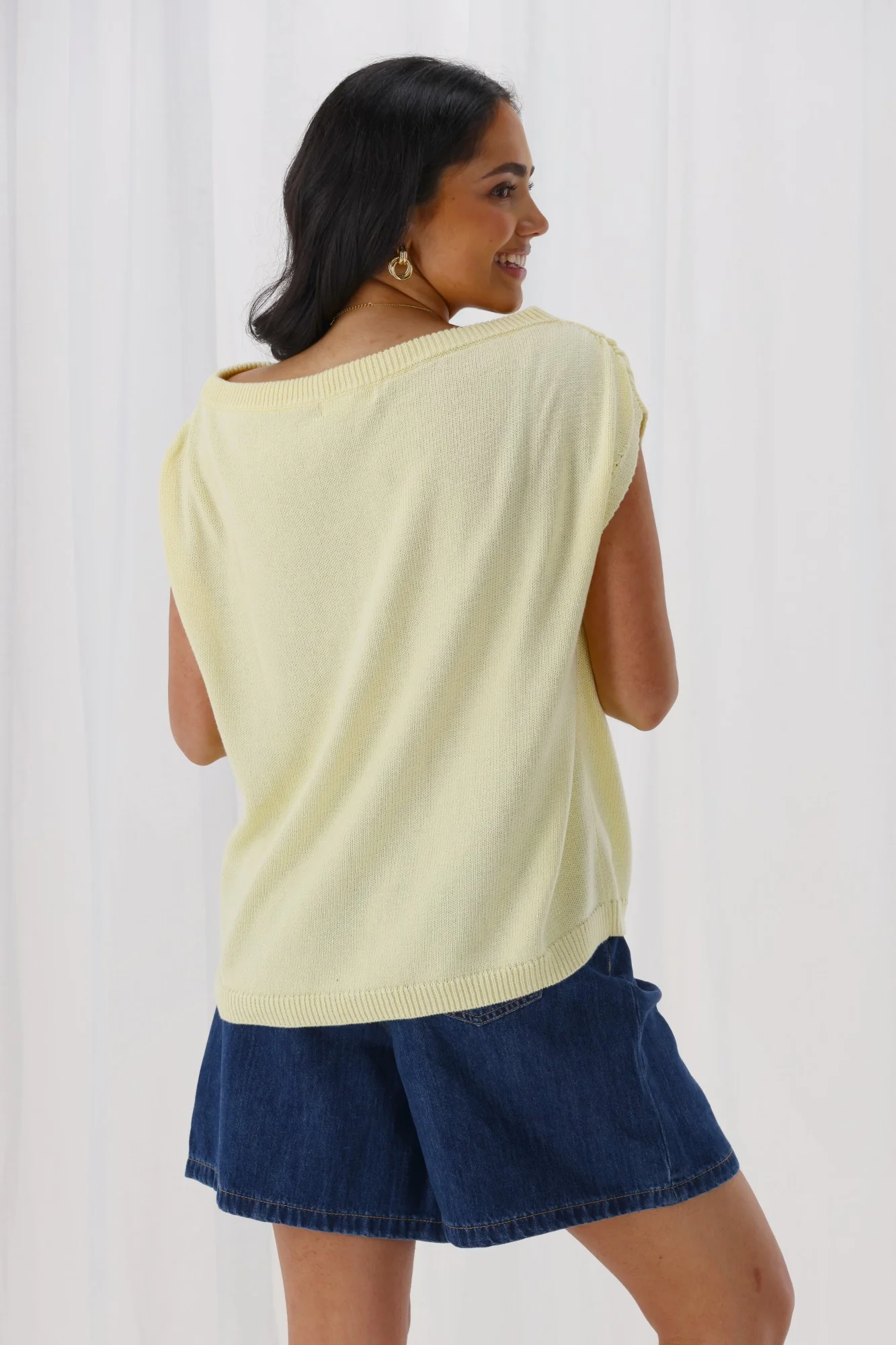 Ayva Remi Asym Knit Top Butter Yellow - Image 9