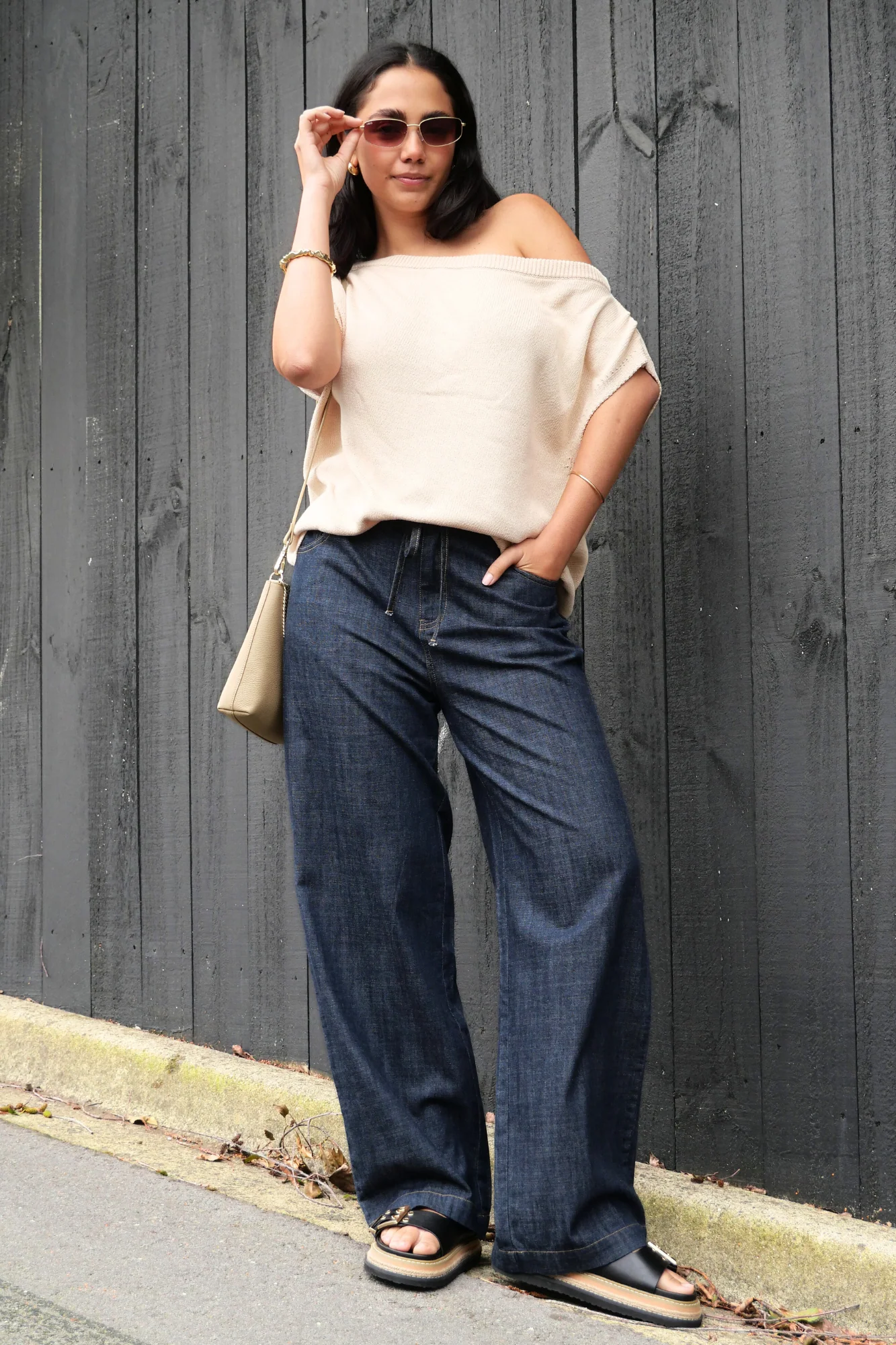 Ayva Remi Asym Knit Top Natural - Image 3