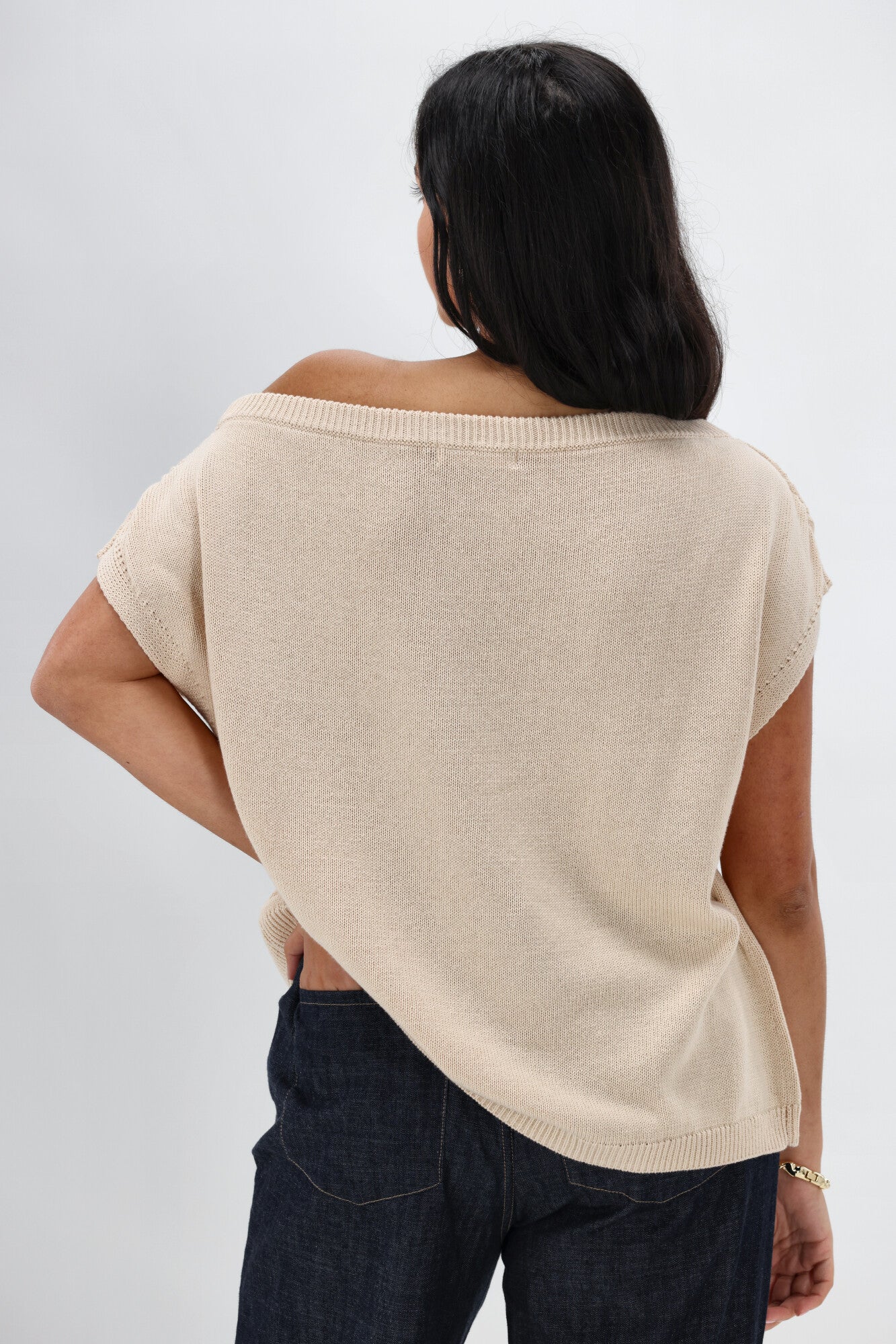 Ayva Remi Asym Knit Top Natural - Image 5