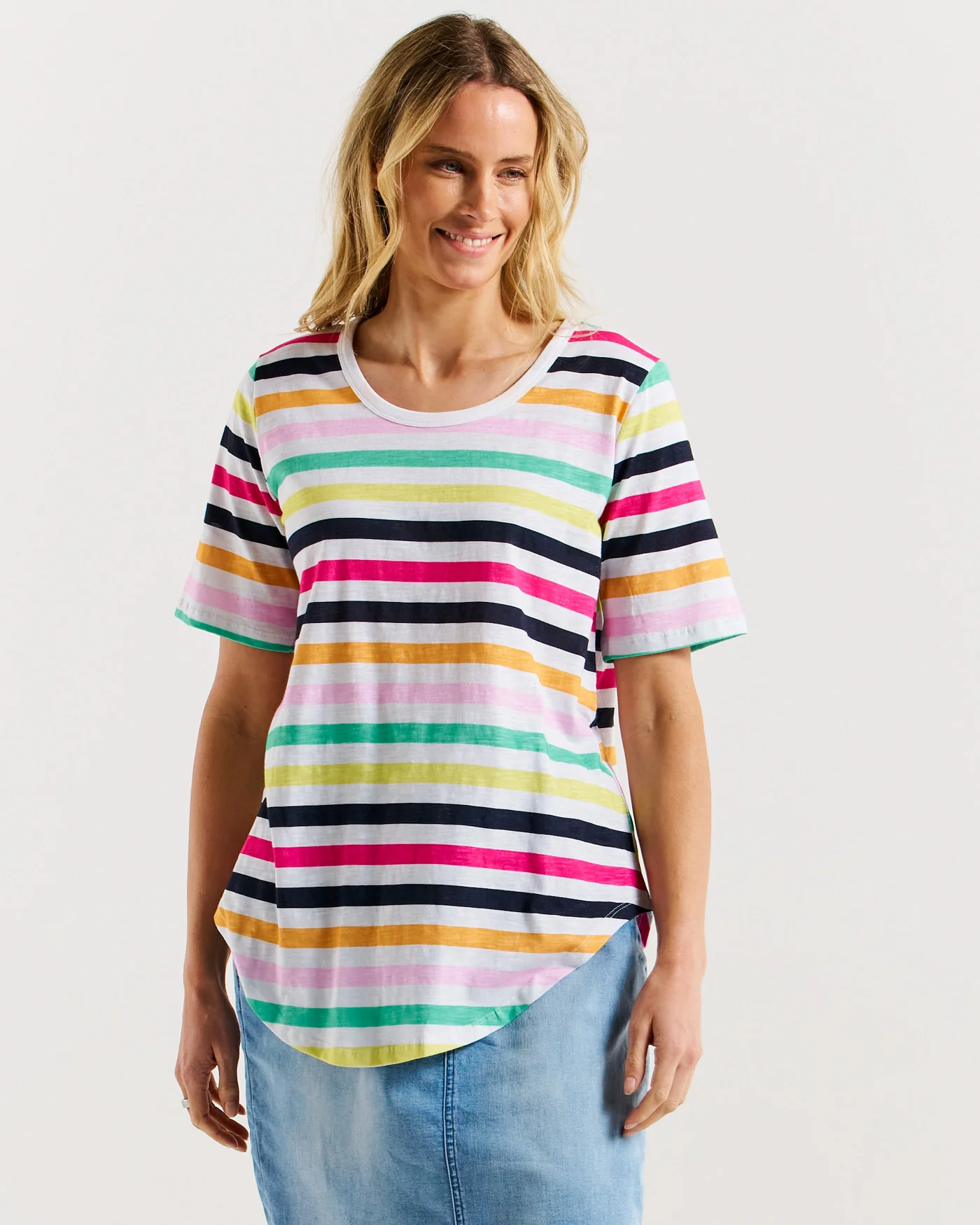 Betty Basics Ariana Tee Rainbow Stripe - Image 2