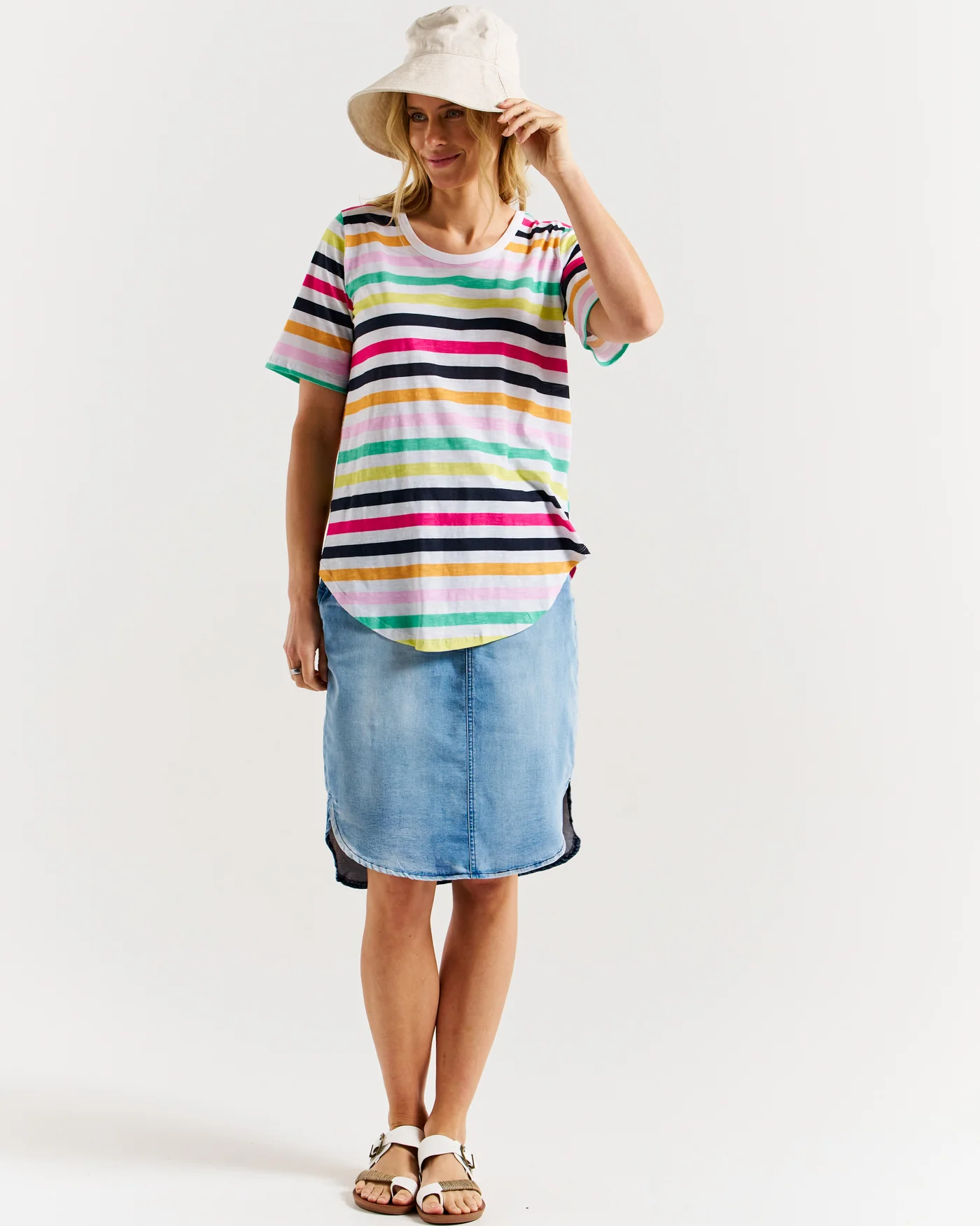 Betty Basics Ariana Tee Rainbow Stripe - Image 4