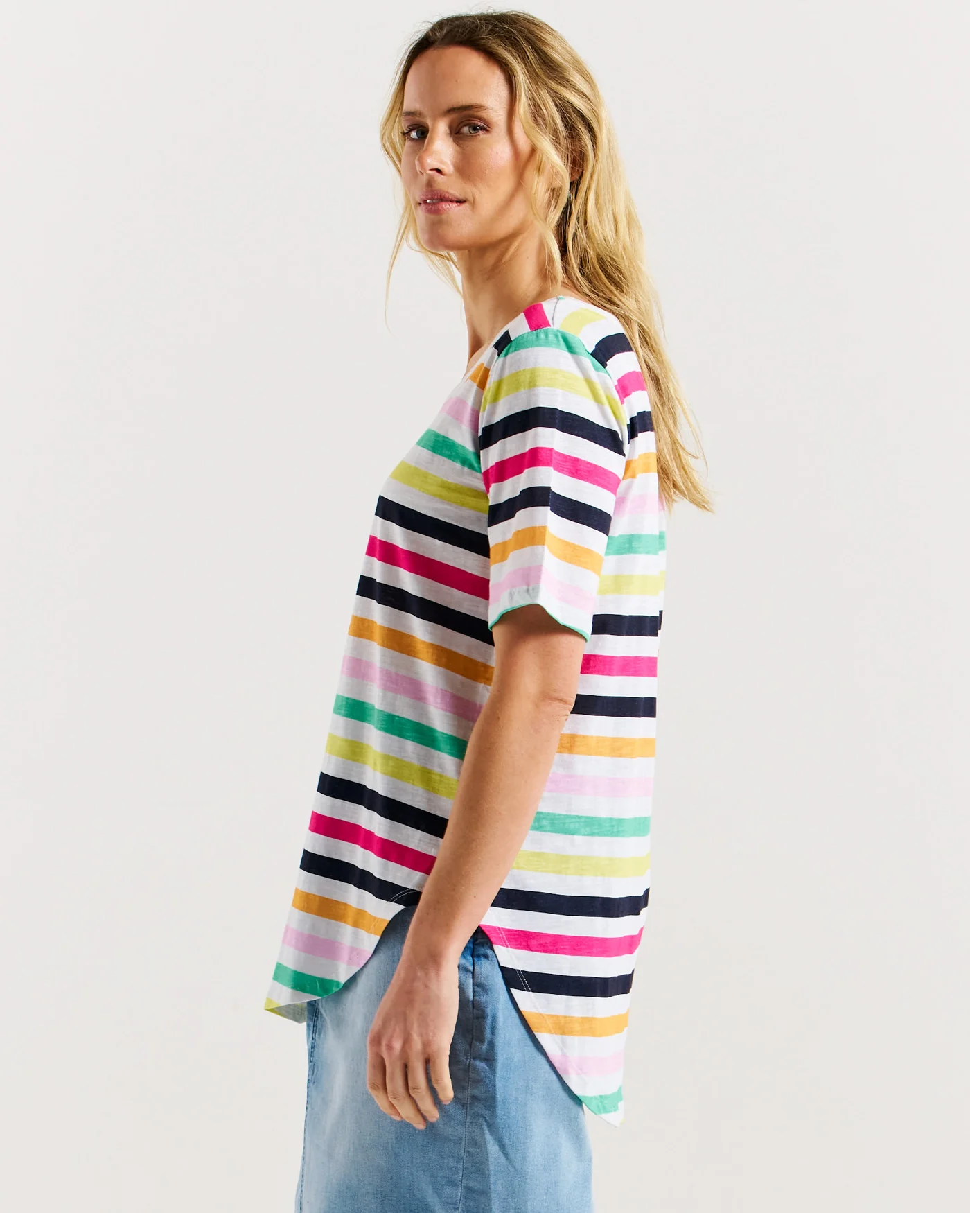Betty Basics Ariana Tee Rainbow Stripe - Image 5