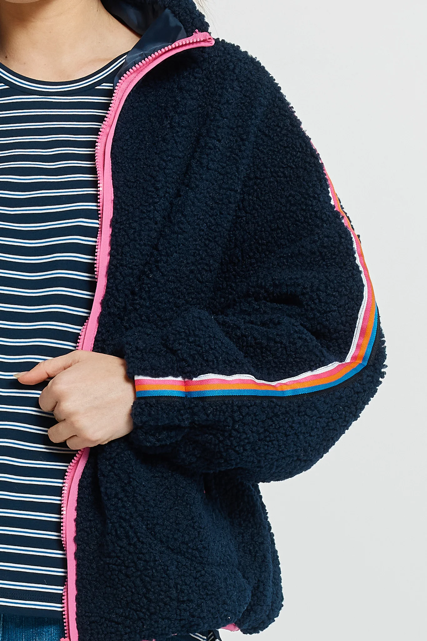 Betty Basics Aubrey Fleece Jacket Navy Rainbow - Image 7