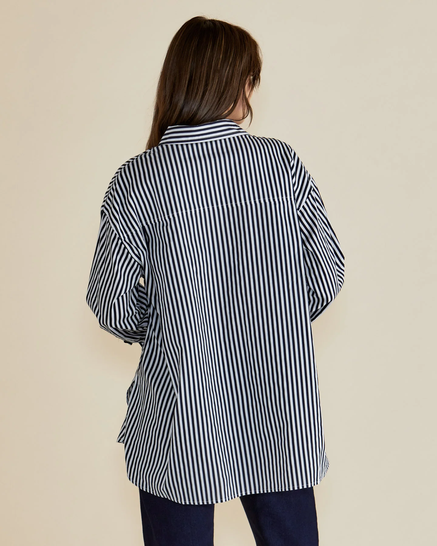 Betty Basics Claire Classic Shirt Navy Stripe - Image 3